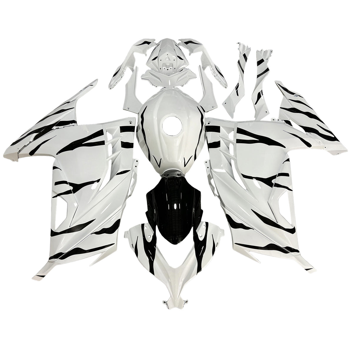 Amotopart 2013-2024 Kawasaki EX300 Ninja300 White Black Fairing Kit