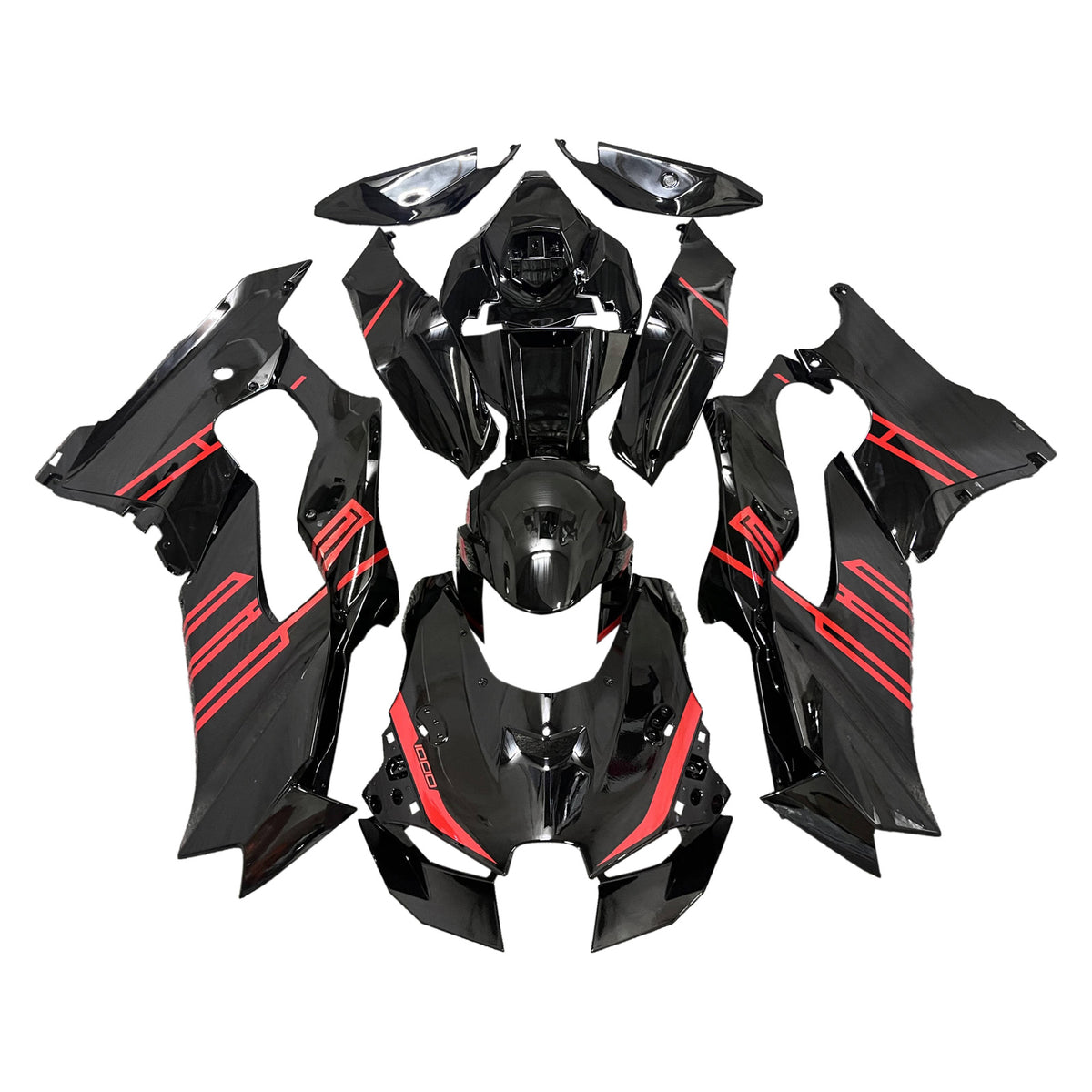 Amotopart 2021–2025 Kawasaki ZX-10R ZX-10RR Schwarz-Rot-Verkleidungsset