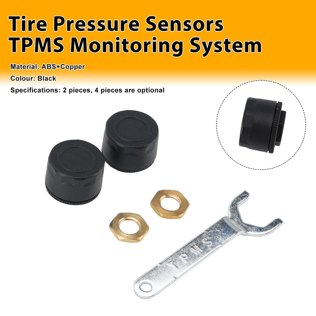 2 Pack Bluetooth 5.4 Motorcycle Tire Pressure Sensors TPMS Monitoring System