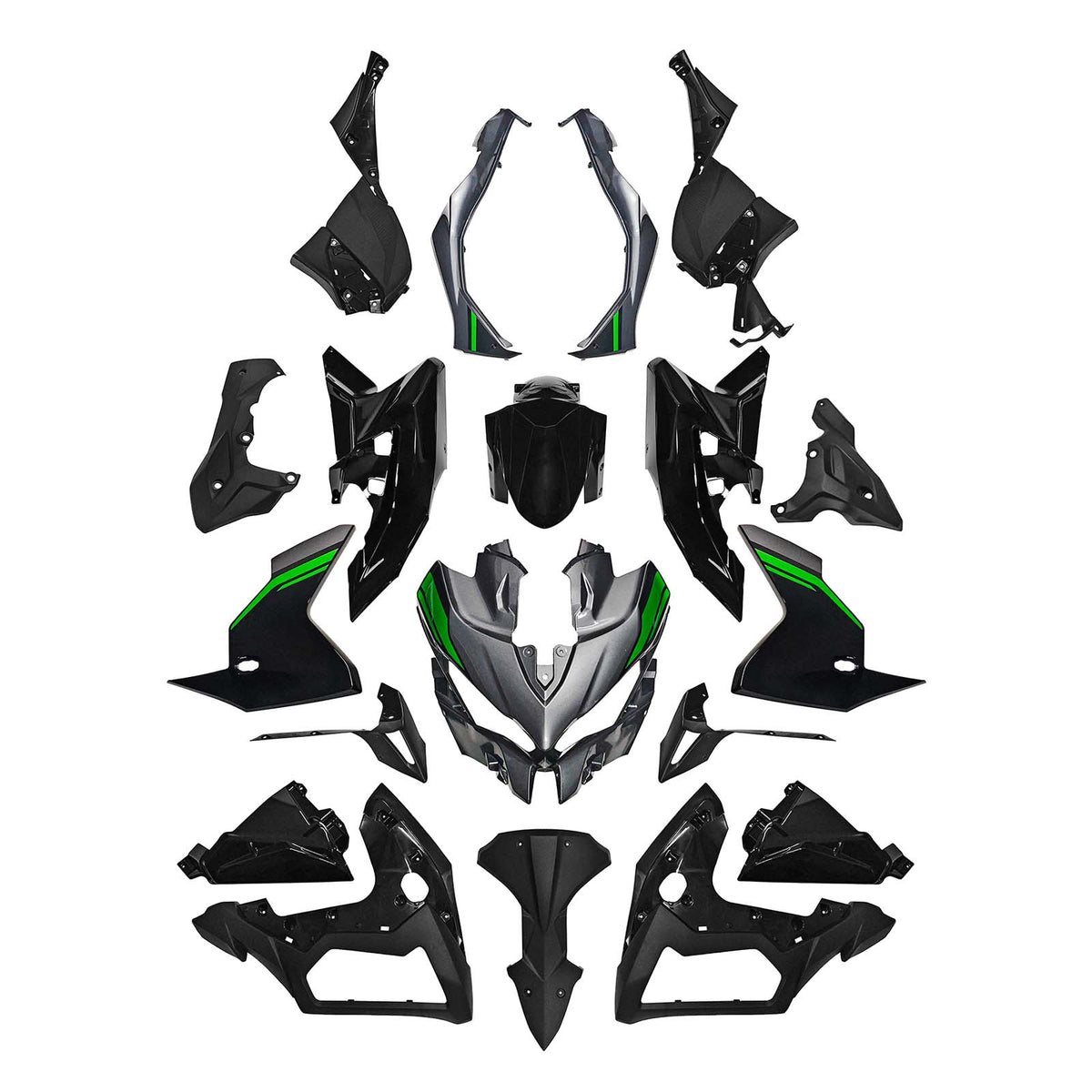 Amotopart 2019-2024 Kawasaki Versys 1000 Grå Sort Grøn Fairing Kit
