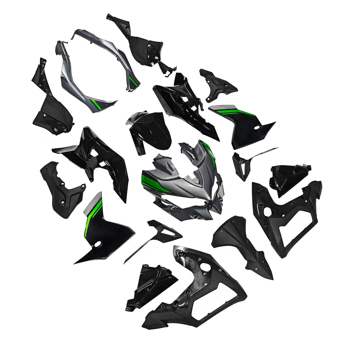 Amotopart 2019-2024 Kawasaki Versys 1000 Grå Sort Grøn Fairing Kit