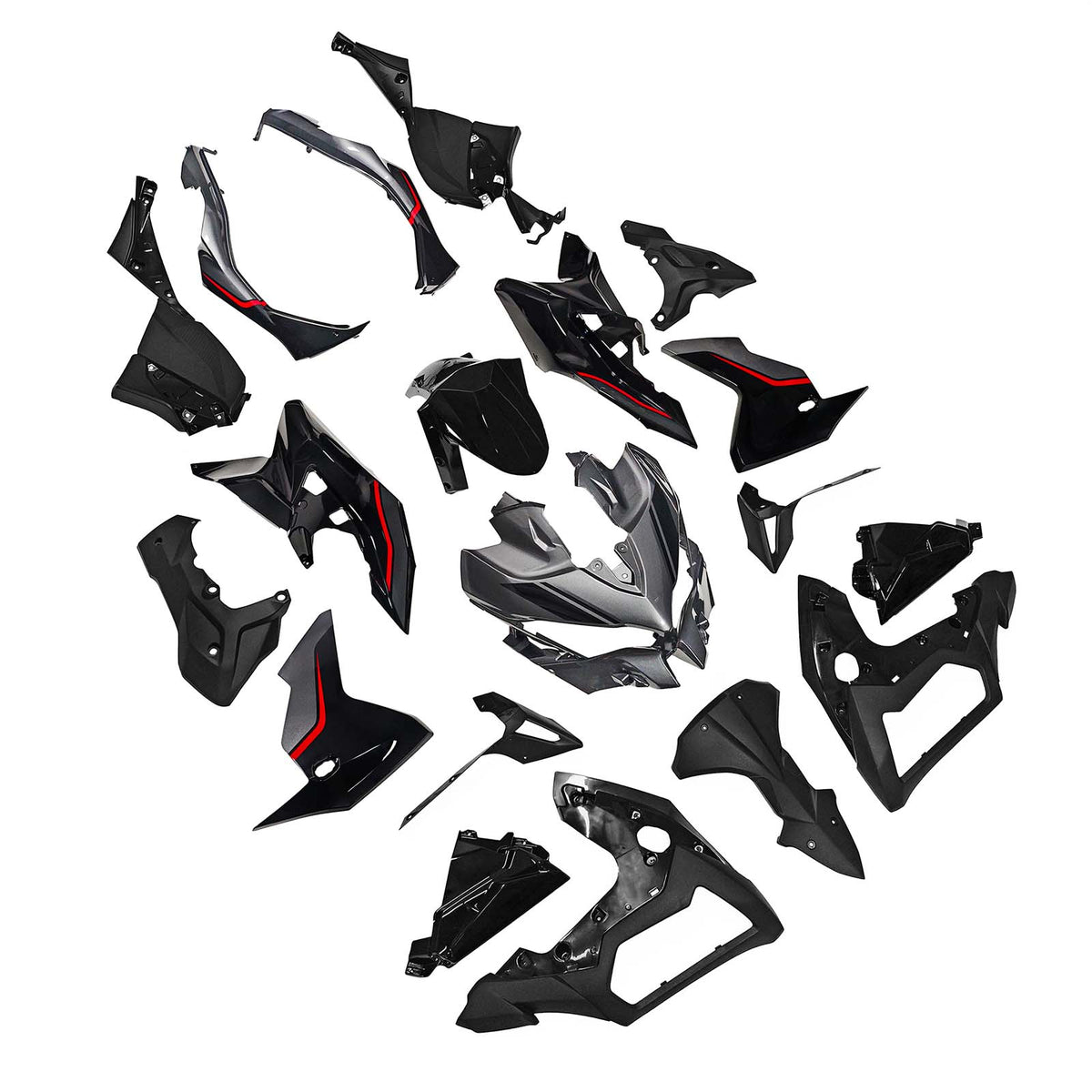 Amotopart 2019-2024 Kawasaki Versys 1000 Gray Black Red Fairing Kit