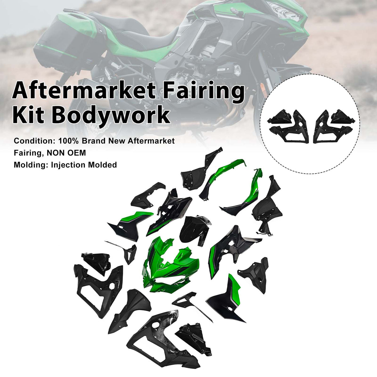 Sada kapotáže Amotopart 2019-2024 Kawasaki Versys 1000 Green Black