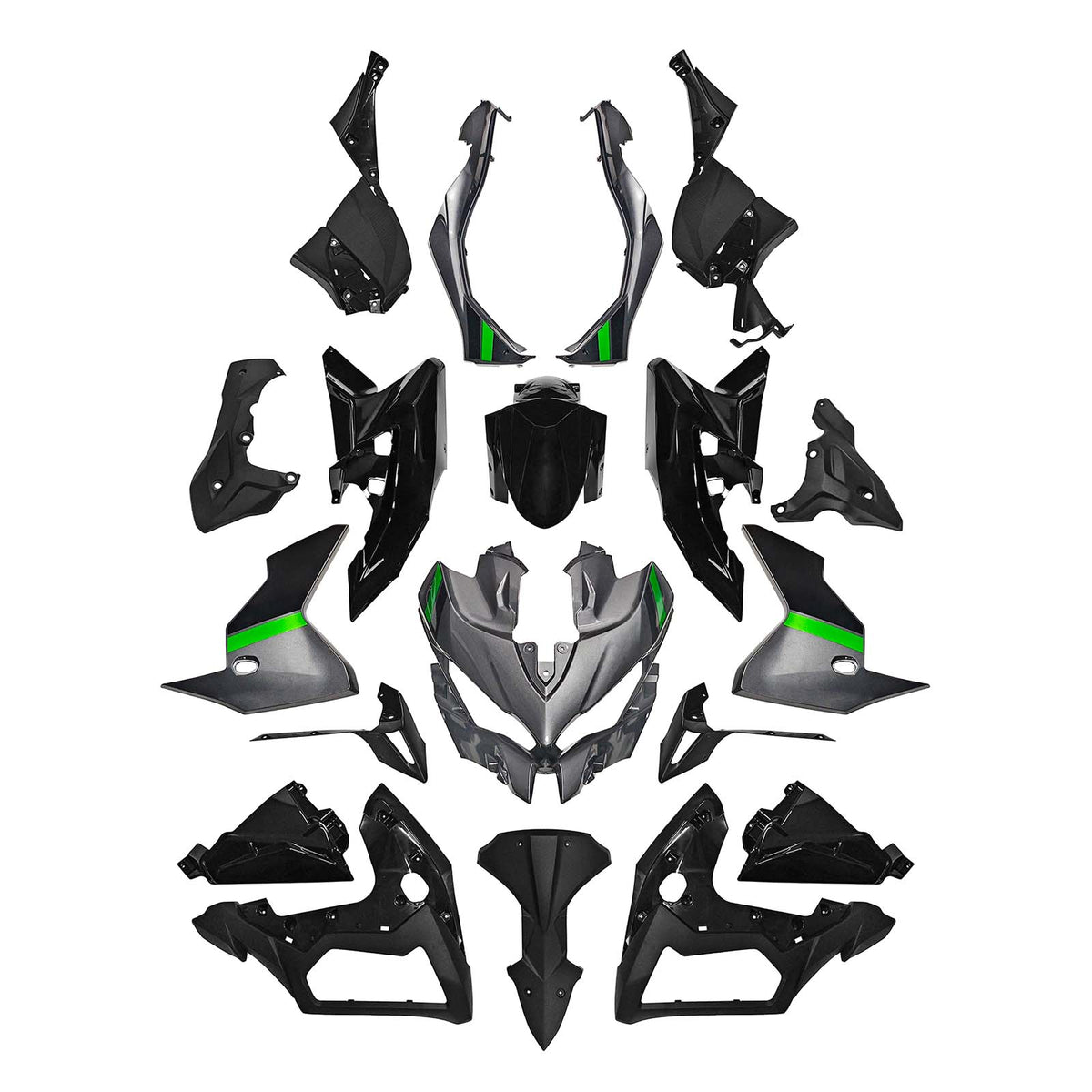 Amotopart 2019-2024 Kawasaki Versys 1000 Grå Sort Grøn Fairing Kit