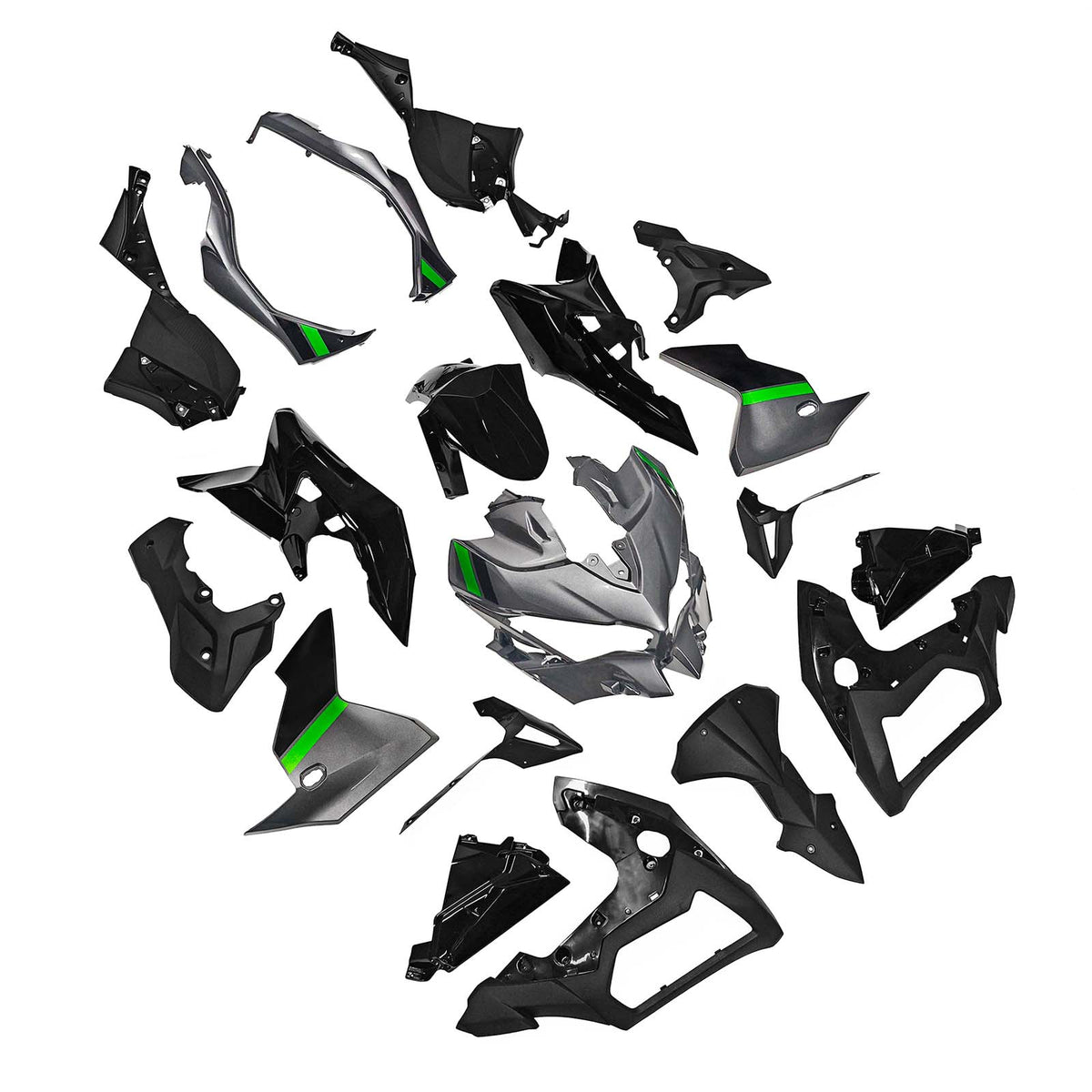 Amotopart 2019-2024 Kawasaki Versys 1000 Grå Sort Grøn Fairing Kit