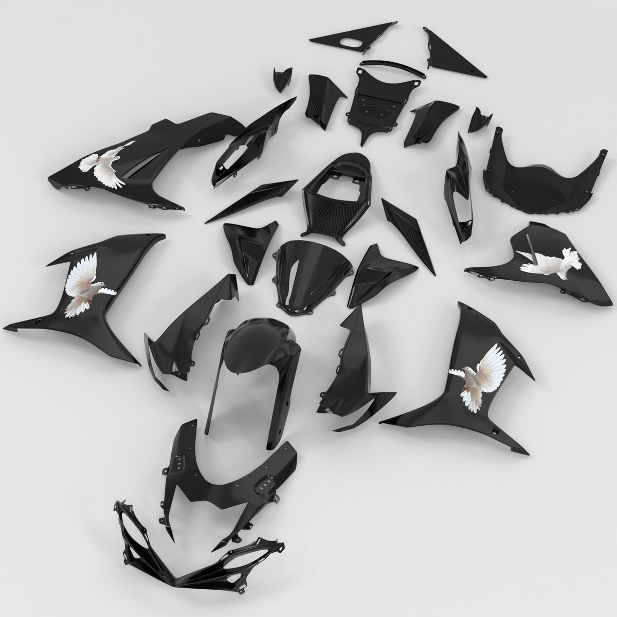 Amotopart 2011-2026 Suzuki GSXR 600/750 K11 Black White Fairing Kit