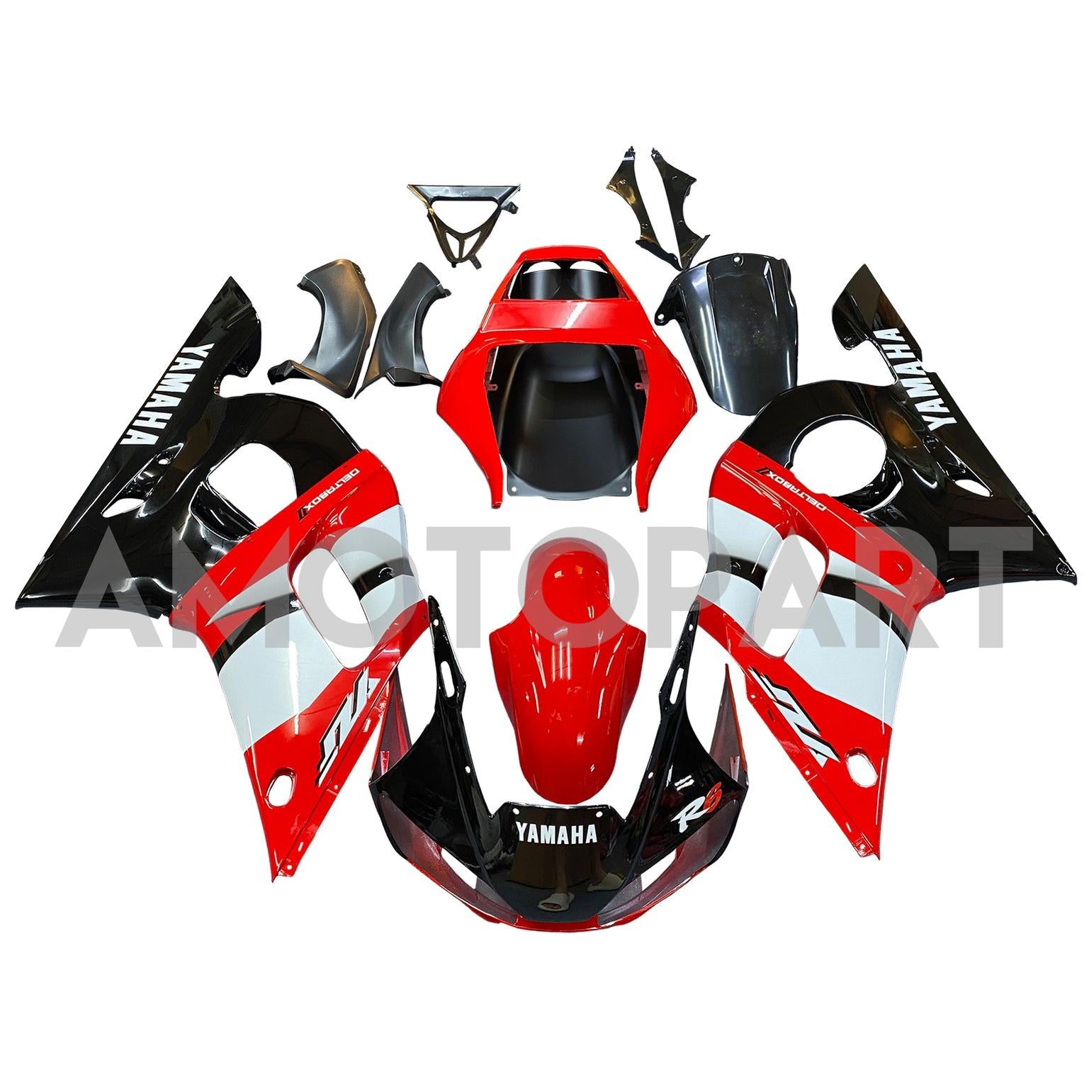 Amotopart 1998-2002 Yamaha YZF 600 R6 Red Black White Fairing Kit