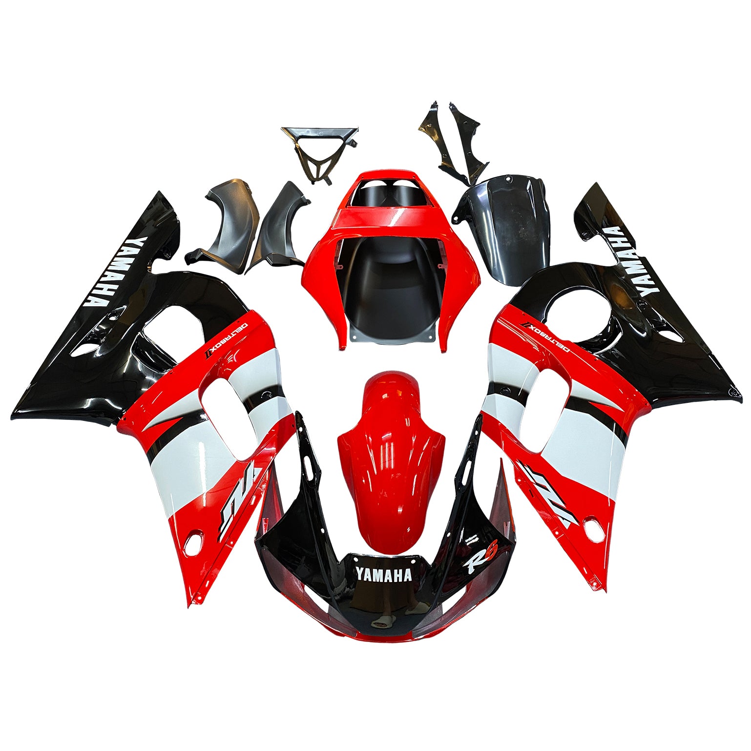 Amotopart 1998-2002 Yamaha YZF 600 R6 Red Black White Fairing Kit