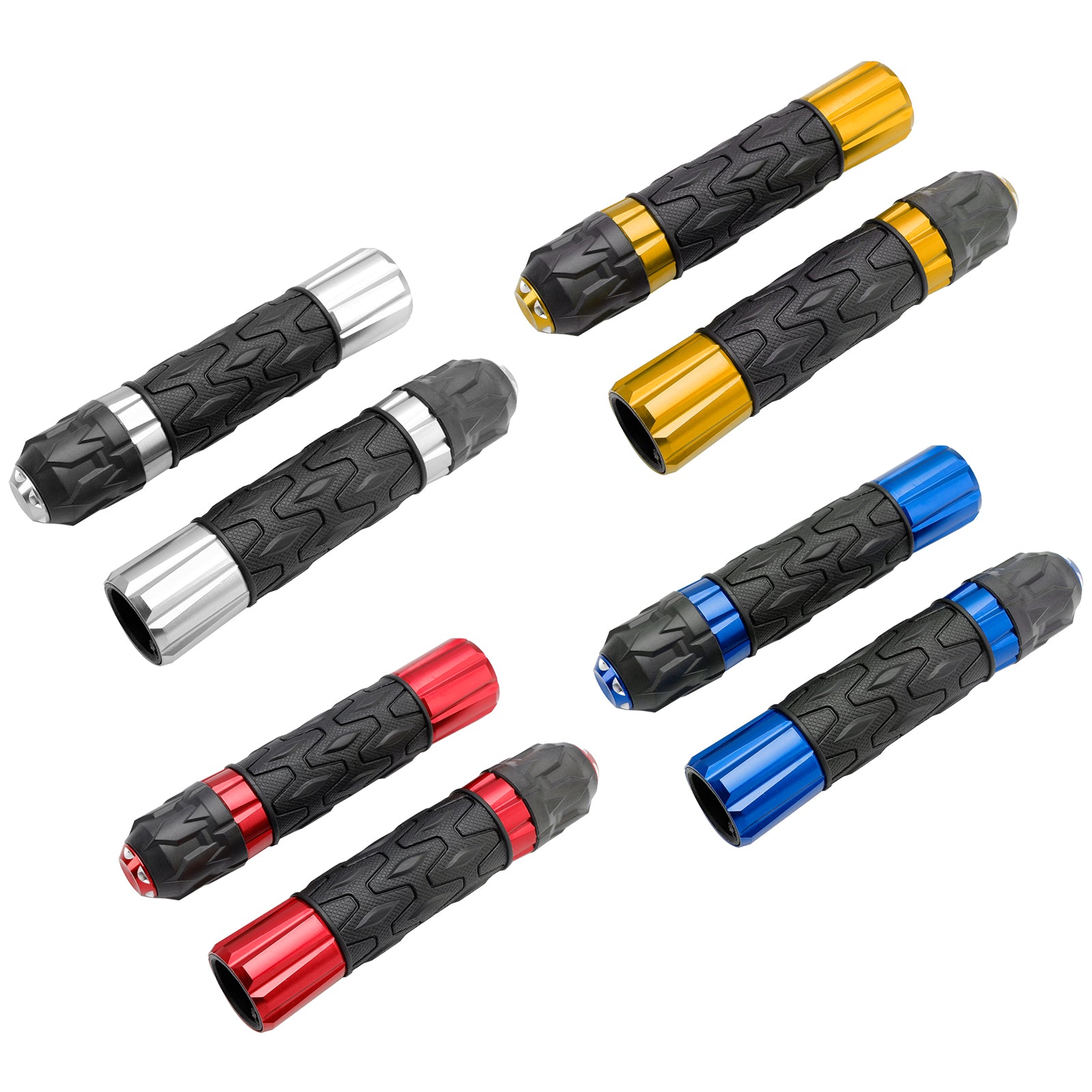 7/8"/22Mm Motorcycle Handle Bar Hand Grips Cnc Universal Red For Motorcycles Silver