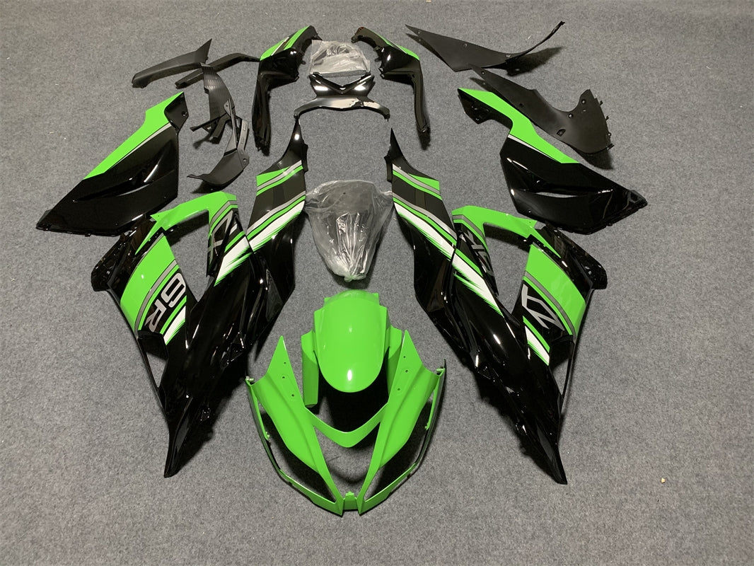 Amotopart Kawasaki ZX6R 636 2013-2018 Kit de carenado Style2 verde y negro