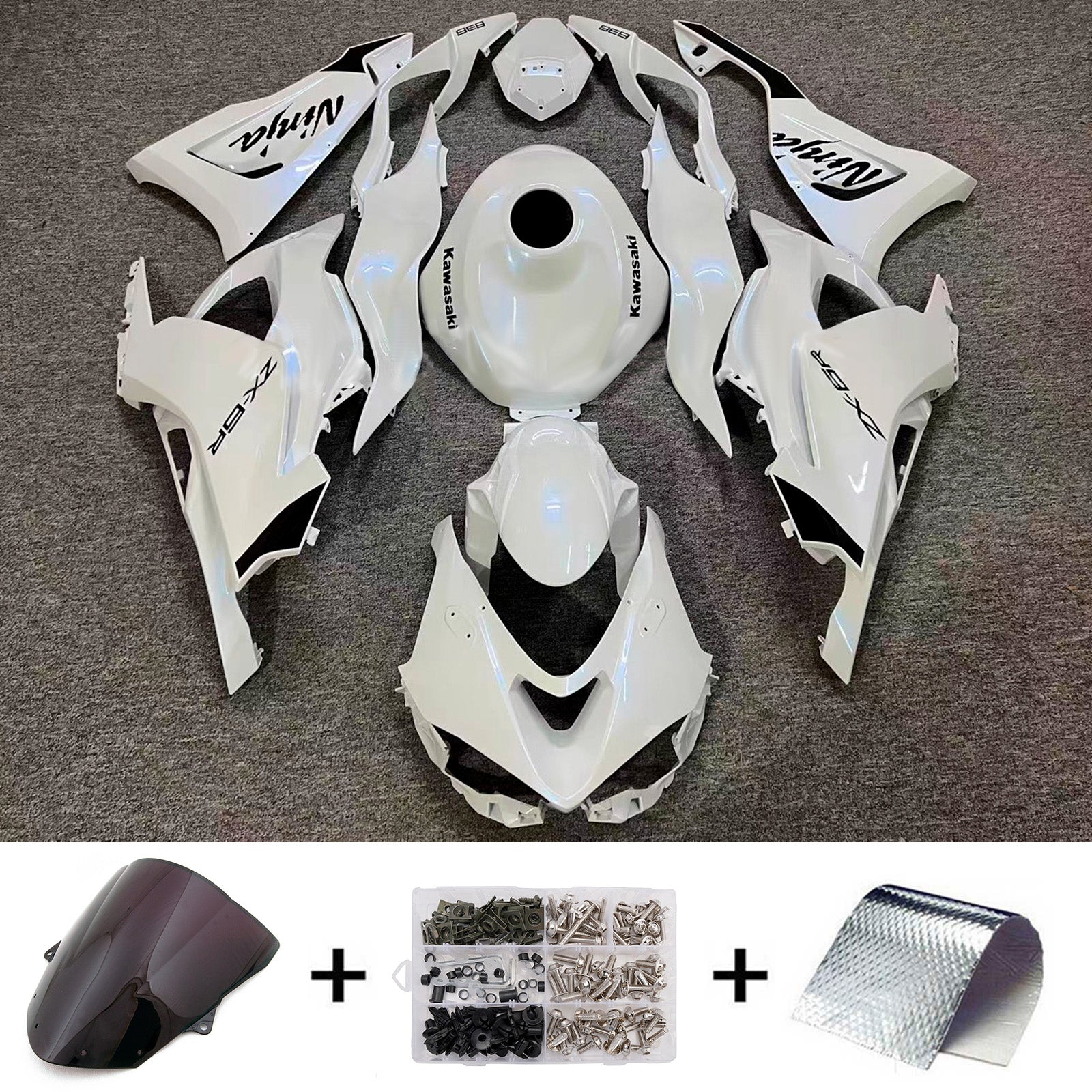 Amotopart 2024-2025 Kawasaki ZX-6R White Fairing Kit