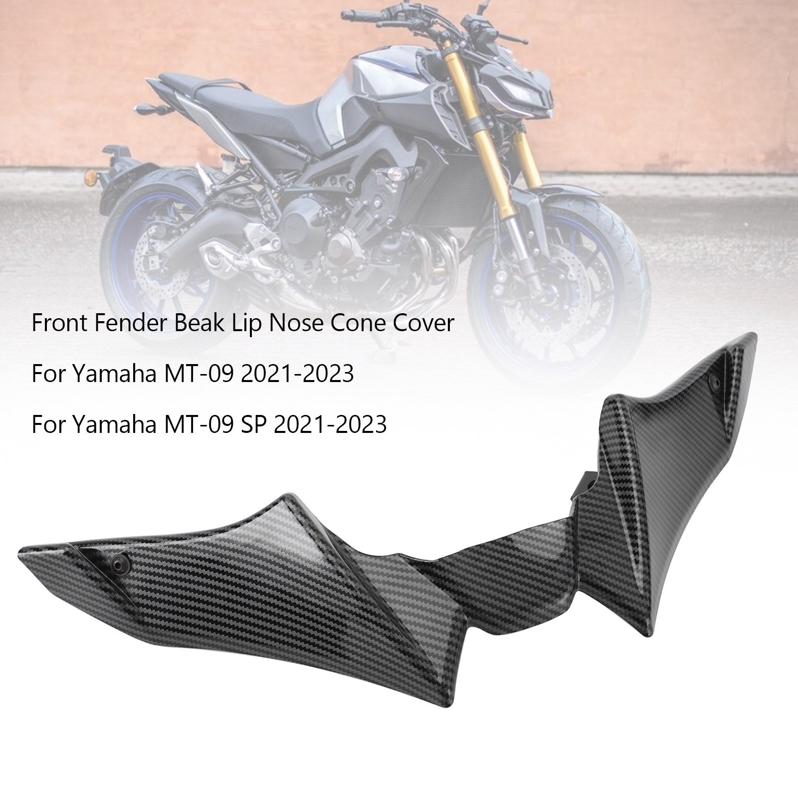 Front Fender Beak Lip Nose Cone Cover Spoilers för Yamaha MT-09 SP 2021-2023