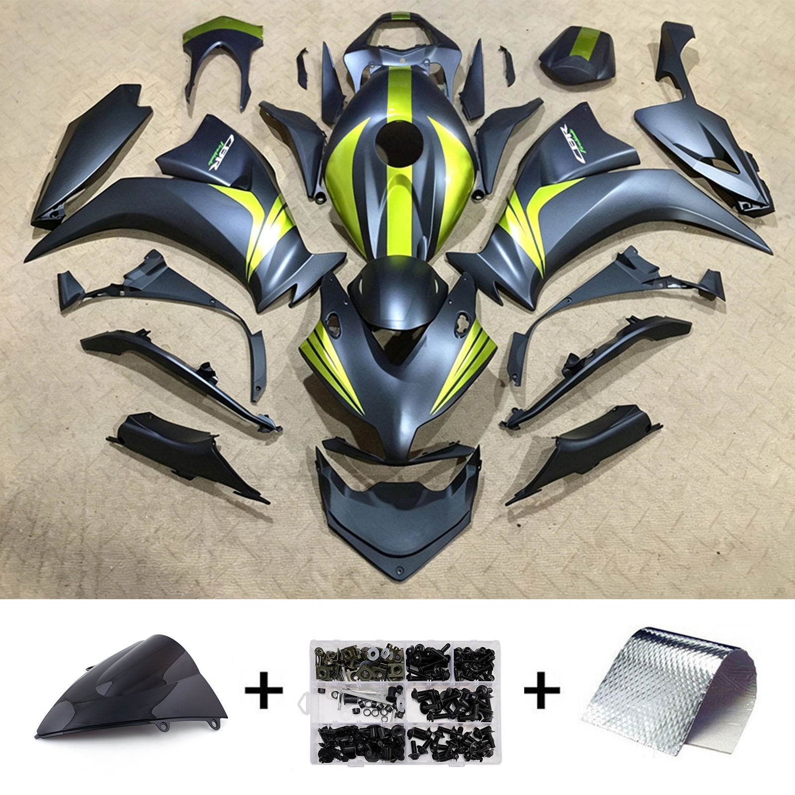 Amotopart 2012-2016 Honda CBR1000RR Black/Yellow Fairing Kit