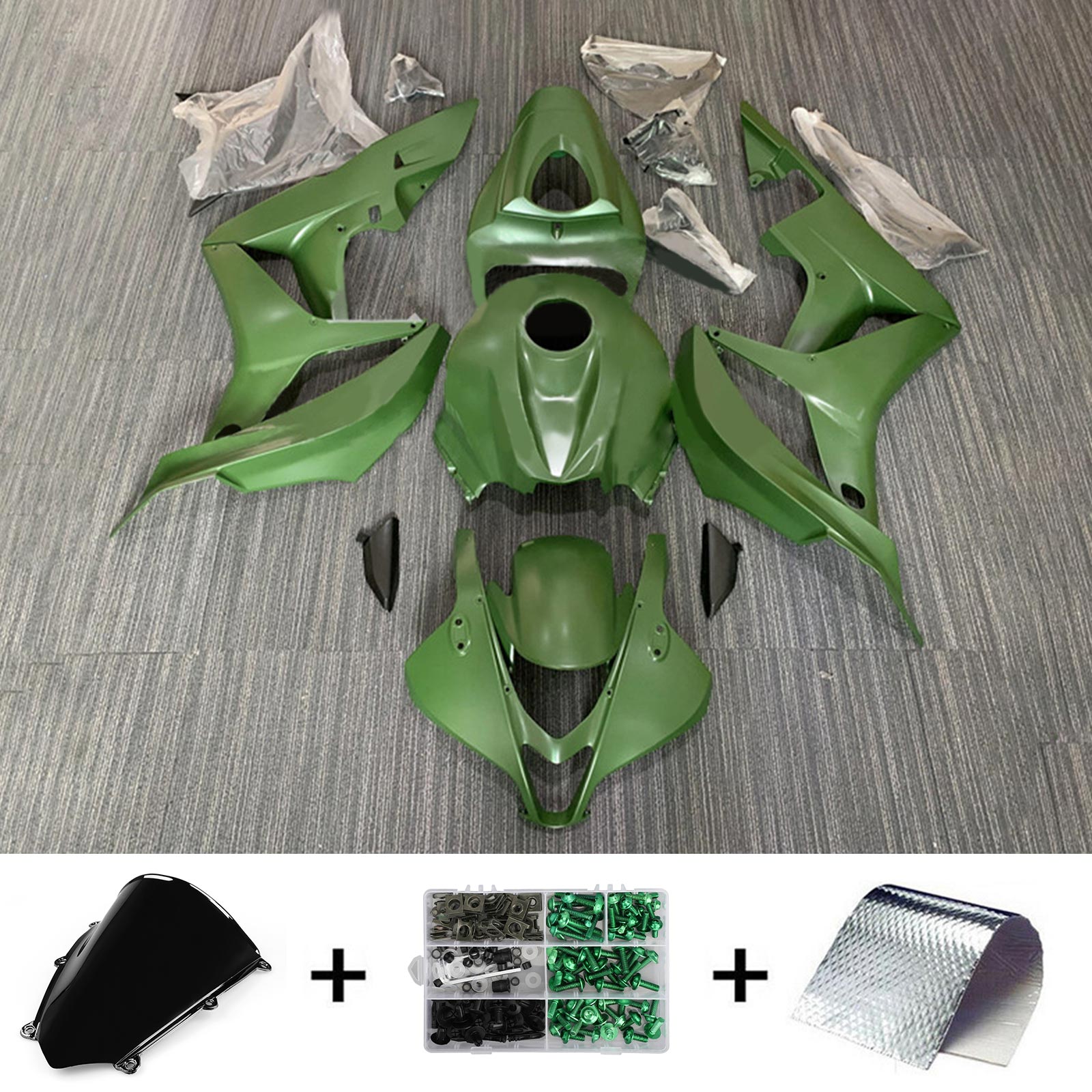 Amotopart 2007-2008 Honda CBR600RR Kit de carénage vert