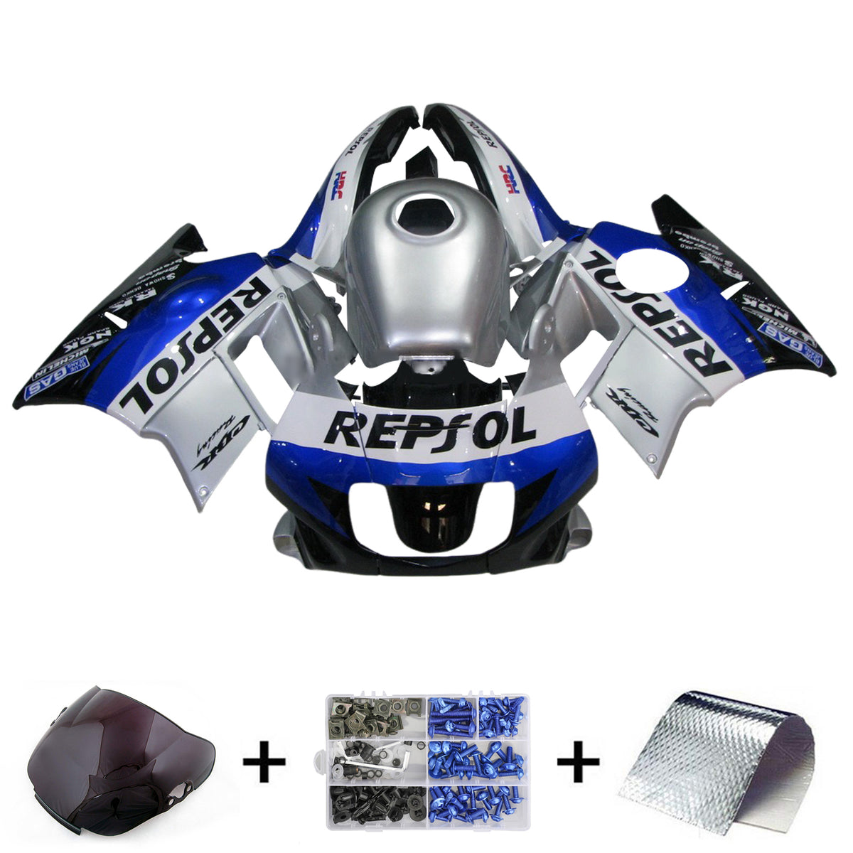 Amotopart 1991-1994 ホンダ CBR600 F2 グレー ホワイト ブラック フェアリングキット