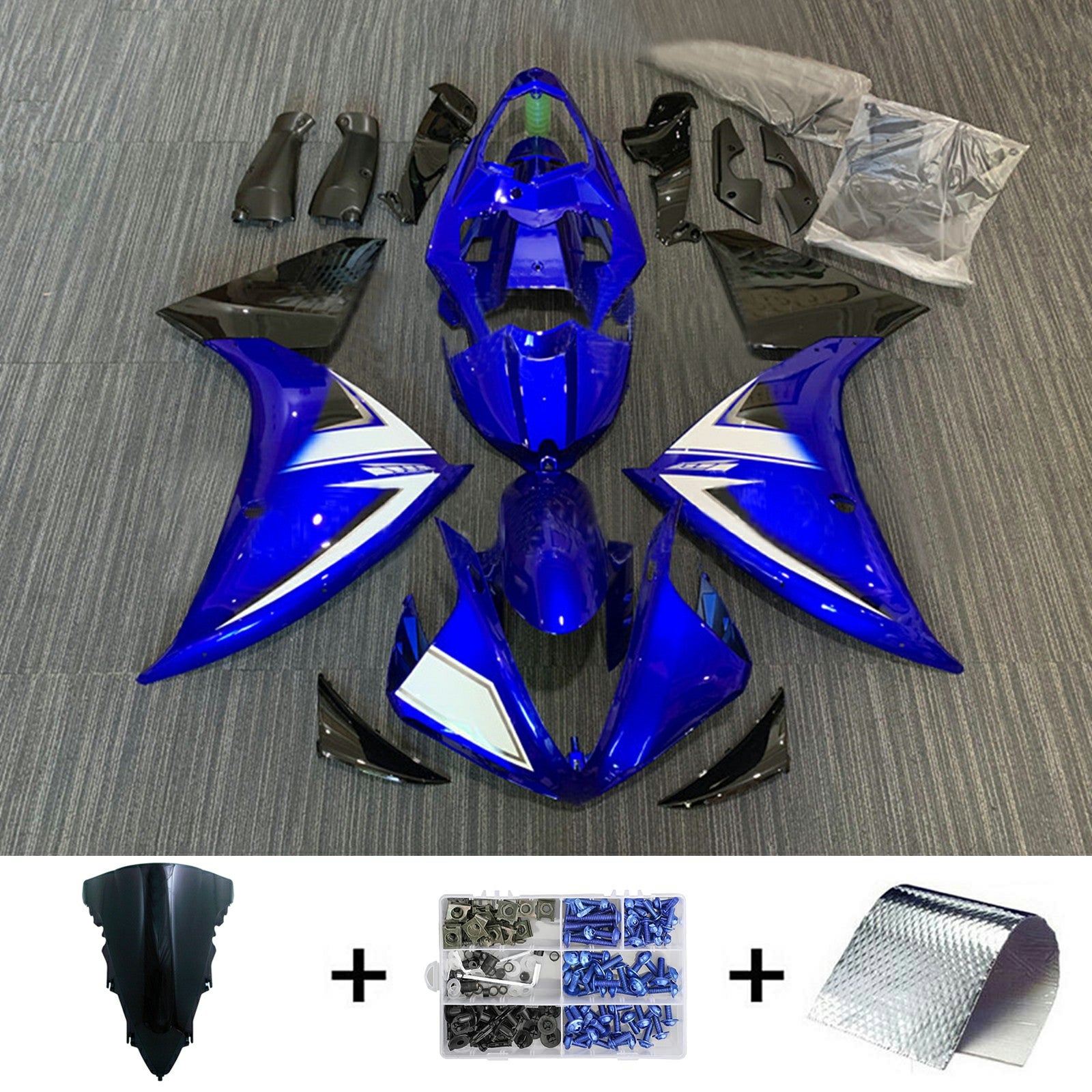 Amotopart 2009-2011 Yamaha YZF 1000 R1 Kit de carenado azul y blanco