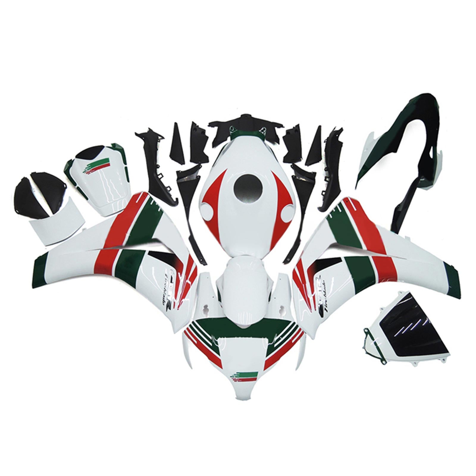 Amotopart 2008-2011 Kit carena Honda CBR1000RR rosso e bianco Style4