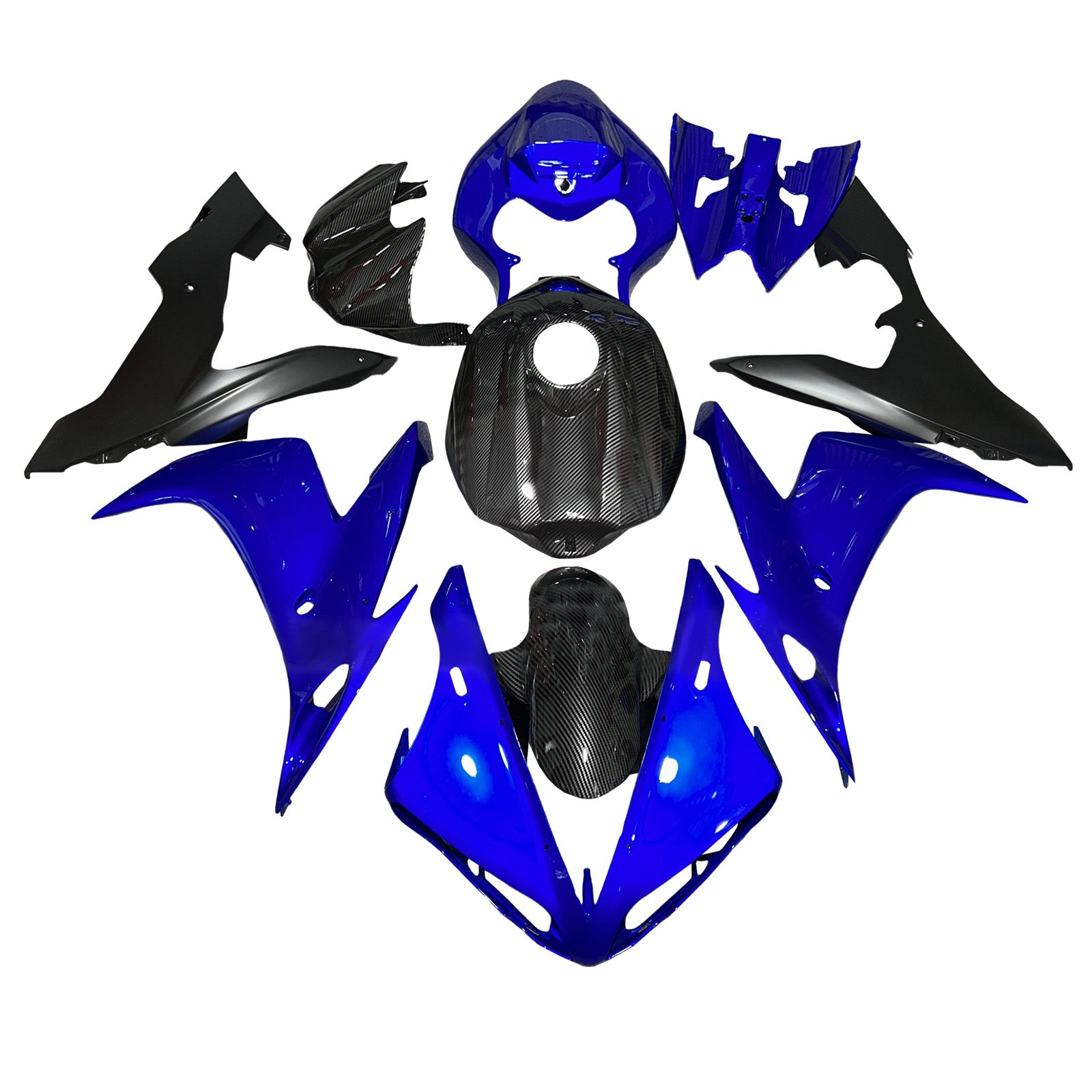 Amotopart 2004-2006 Yamaha YZF-R1 Carbon Fiber Pattern Blue Fairing Kit