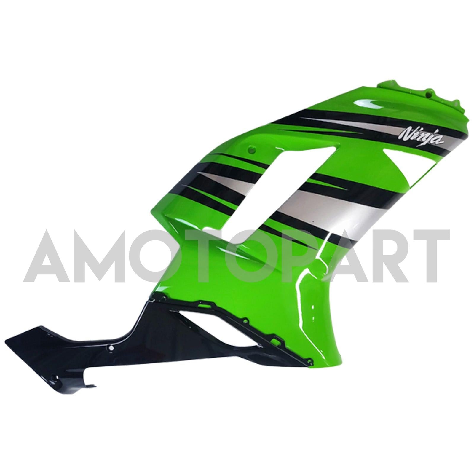 Amotopart 2007-2008 Kawasaki ZX6R 636 Glossy Silver Green Black Fairing Kit