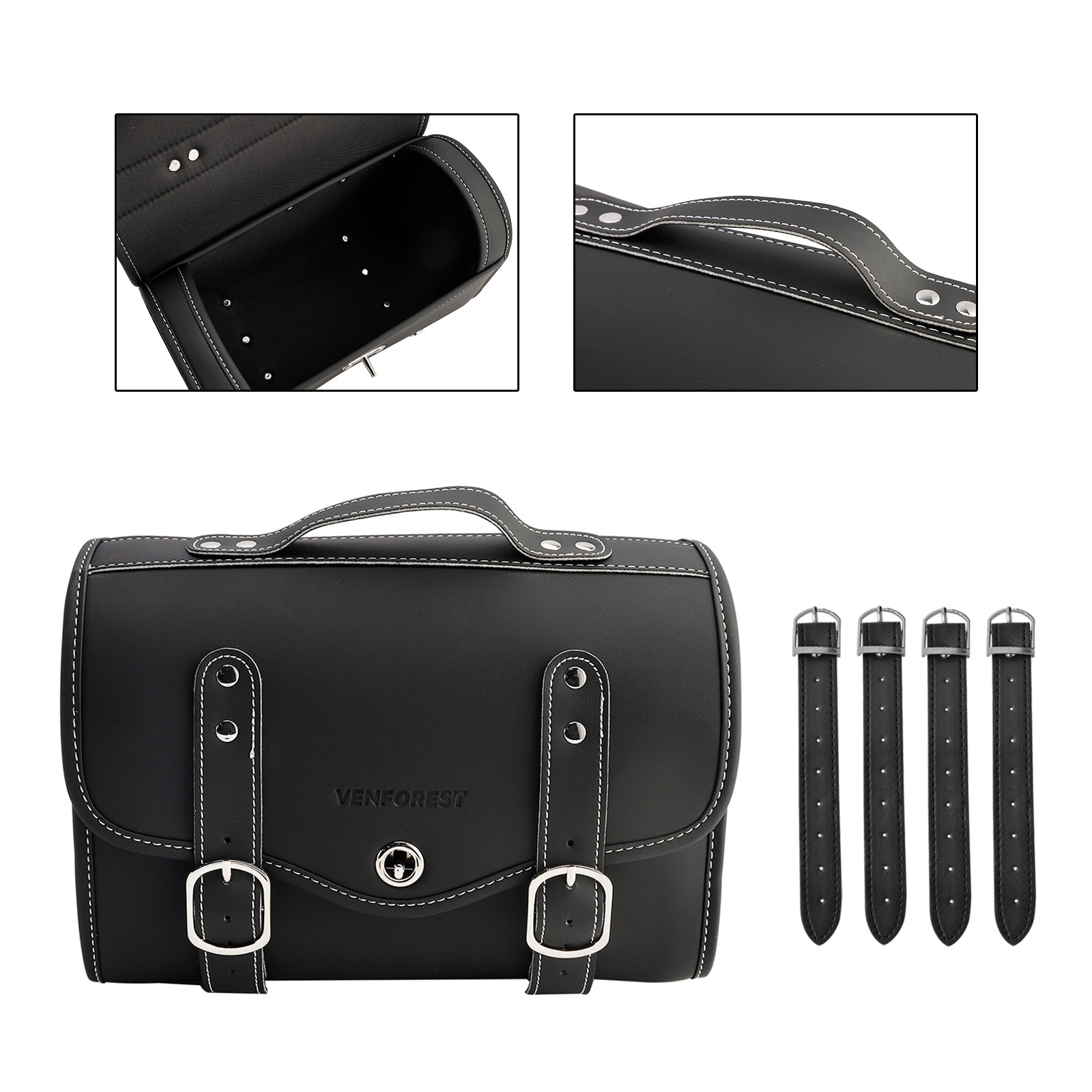 SaddleBag Bok Storage Torka ogonowa uniwersalne dopasowanie koloru pu białe dla motocykla białe