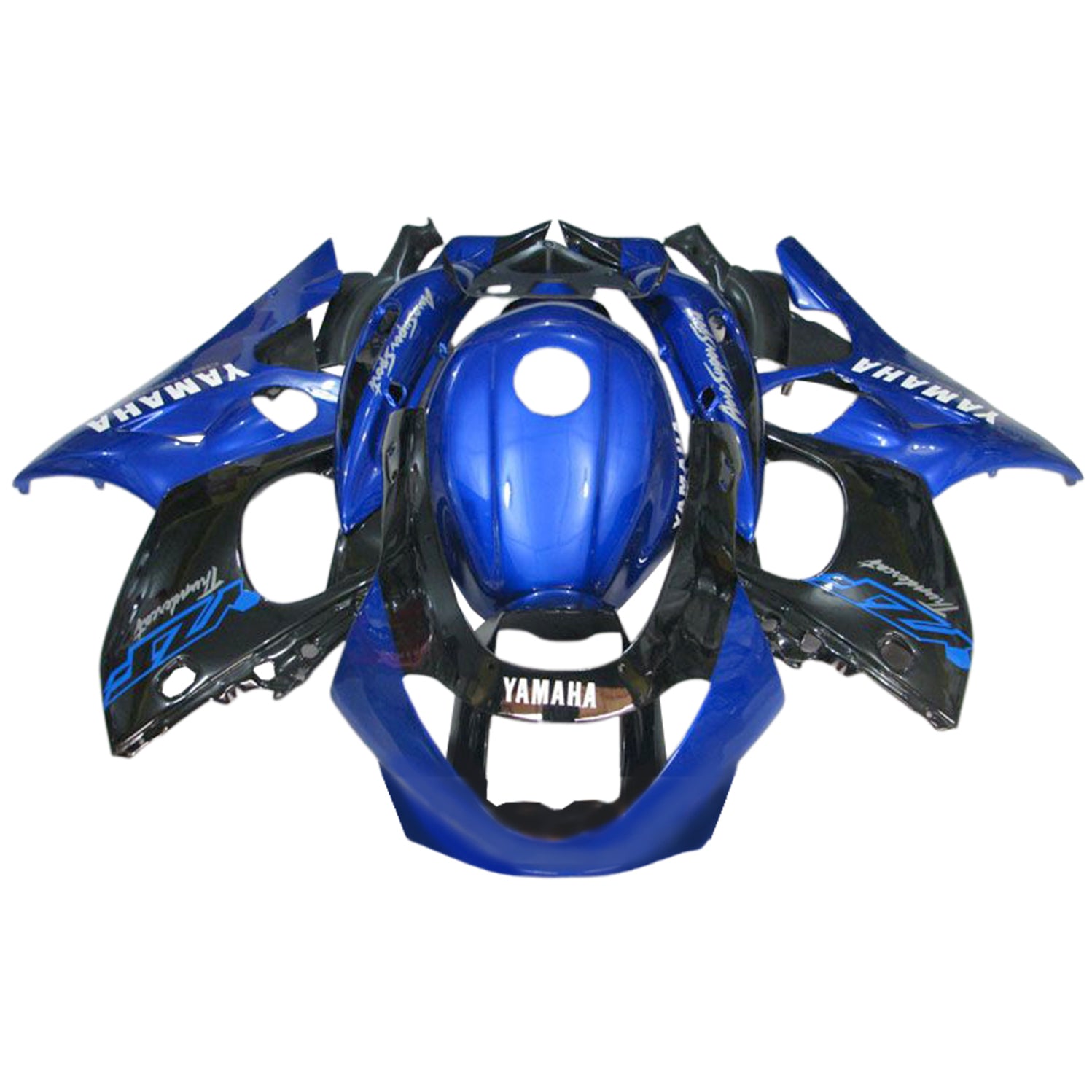 Amotopart Verkleidungssatz für Yamaha YZF 600R Thundercat, glänzend, Schwarz/Blau, 1996–2007