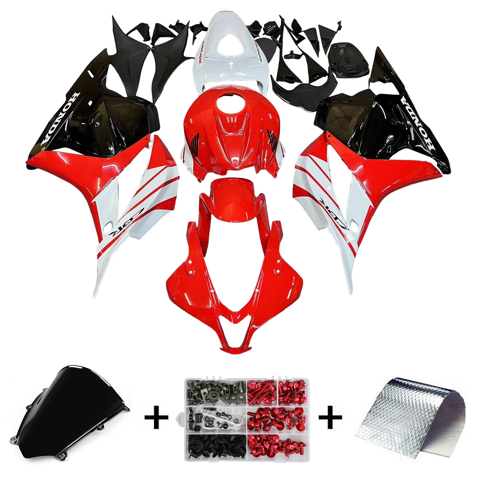 Amotopart 2009-2012 Honda CBR600RR Red Black White Fairing Kit