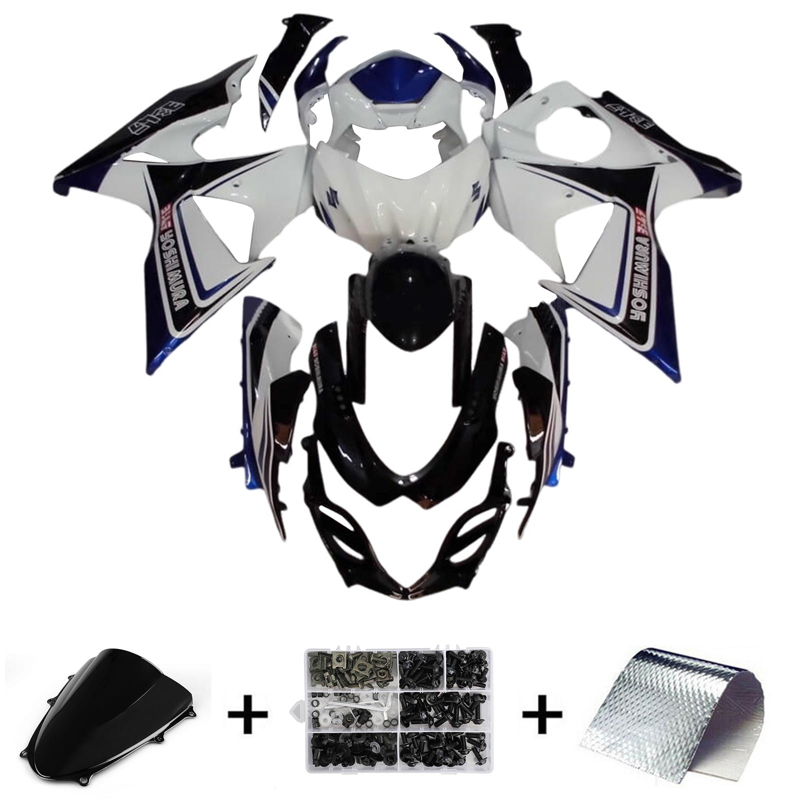 Amotopart 2009-2016 K9 GSXR1000 Suzuki White&Blue Style7 Fairing Kit