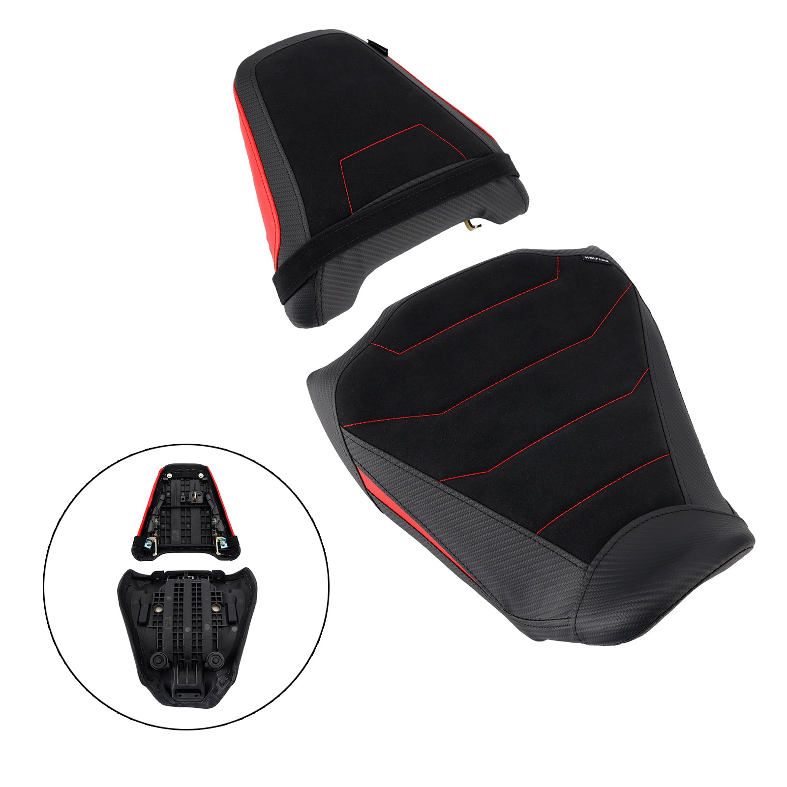 2024-2025 Honda Cb650R Cbr650R Front&Rear Raider Passenger Cushion Kit Red2