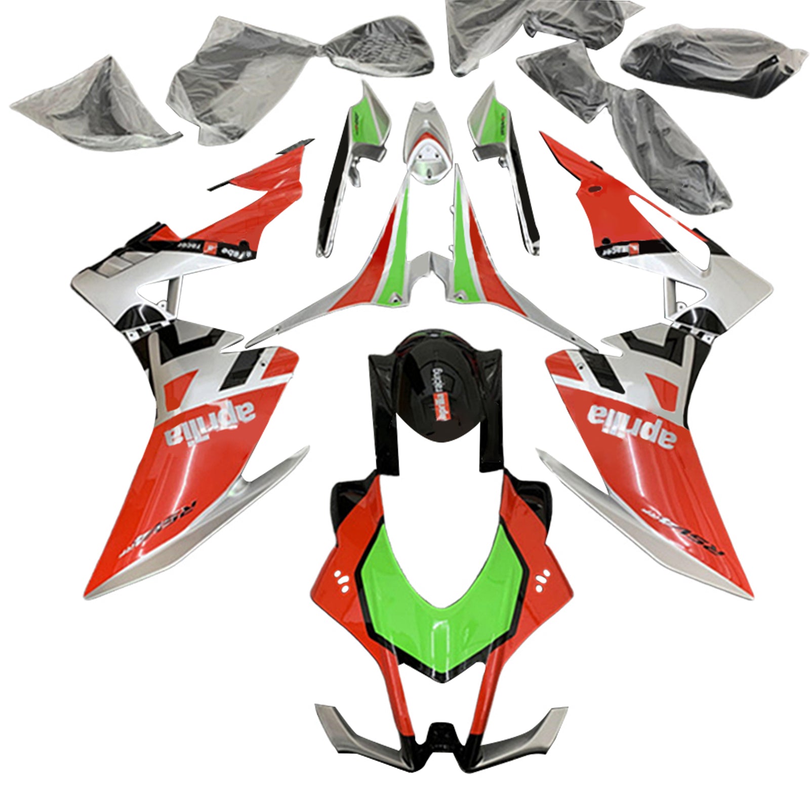 Amotopart Aprilia 2016-2020 RSV4 1000 Kit de carenado rojo y verde estilo 6