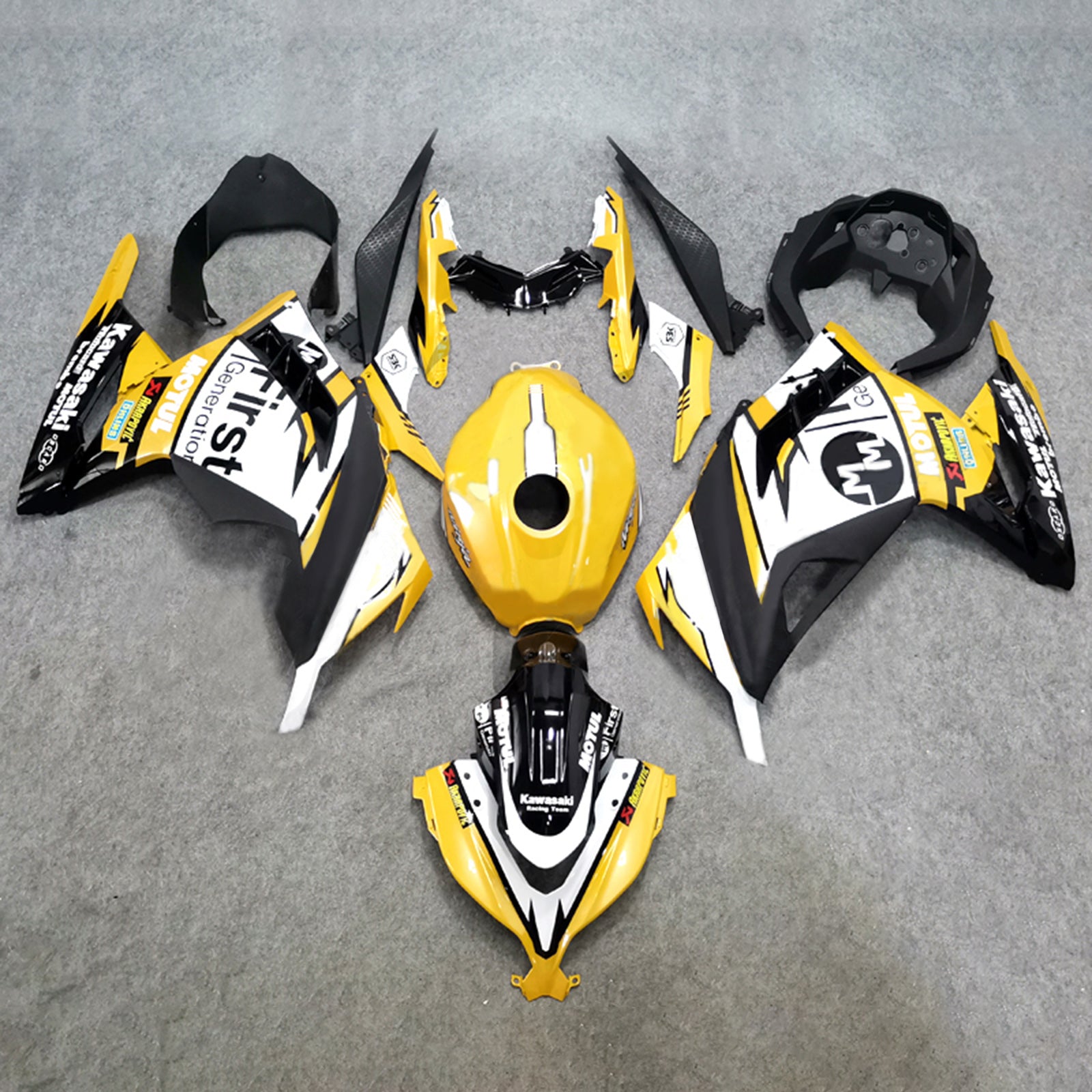 Amotopart 2013-2024 Kawasaki EX300/Ninja 300 Kit de carenado blanco amarillo