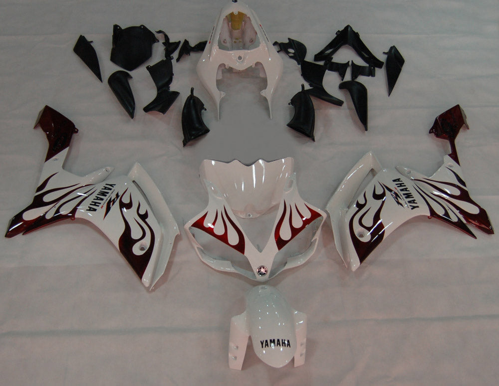 Amotopart 2007-2008 Yamaha YZF 1000 R1 blanco con kit de carenado de llama