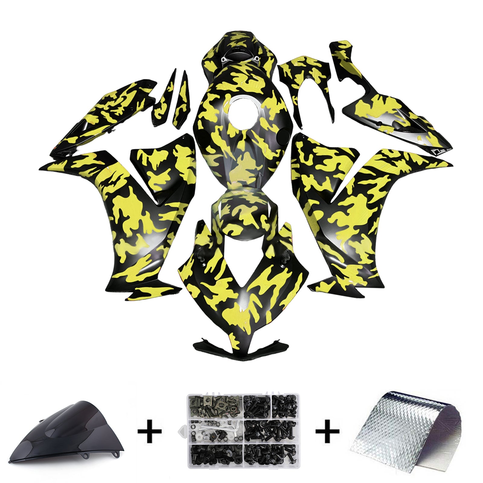 Amotopart 2012-2016 Honda CBR1000RR Kit de carénage jaune noir