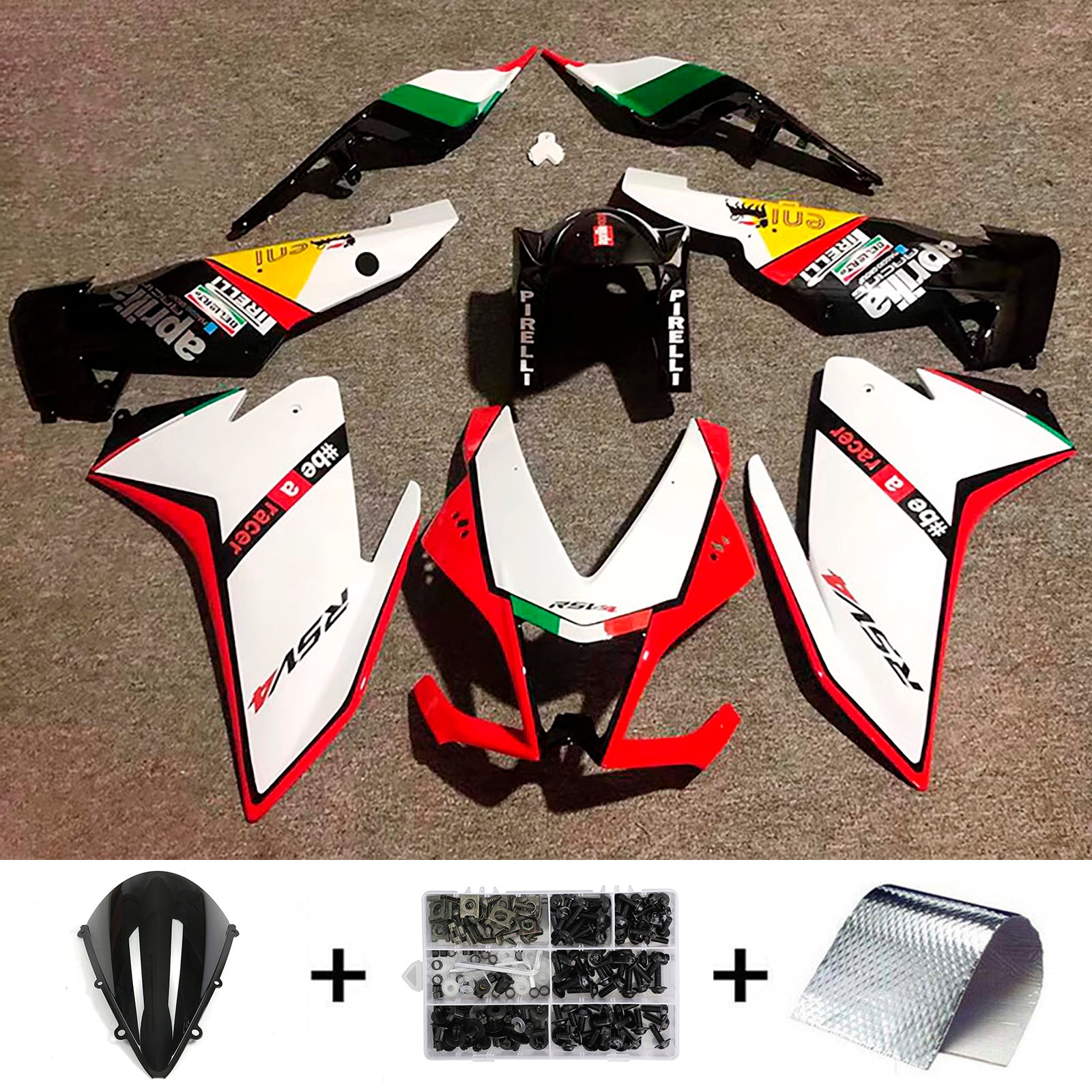 Amotopart 2009-2015 Aprilia RSV4 1000 White Yellow Red Fairing Kit