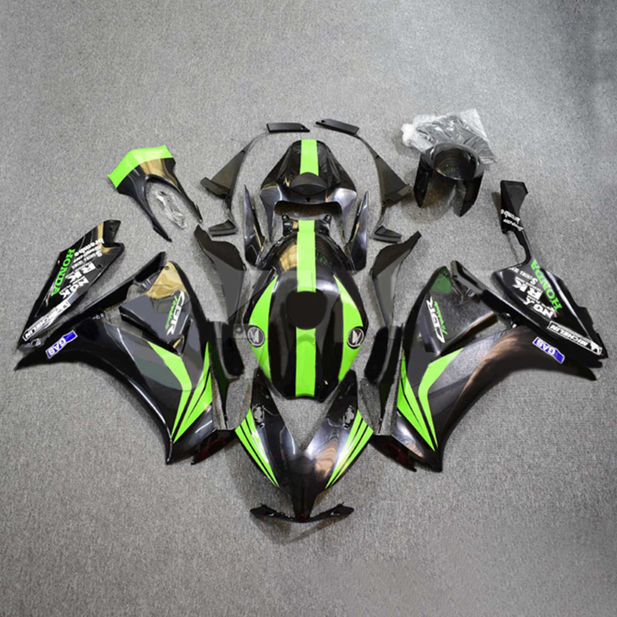 Amotopart 2012-2016 CBR1000RR Honda Kit de carénage noir et vert