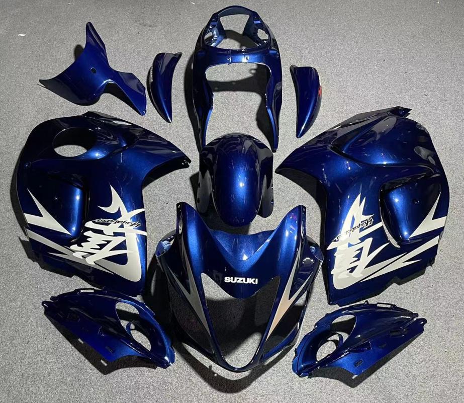 Amotopart 2008-2020 GSX1300R Hayabusa Suzuki azul con kit de carenado de cubierta de tanque de gas