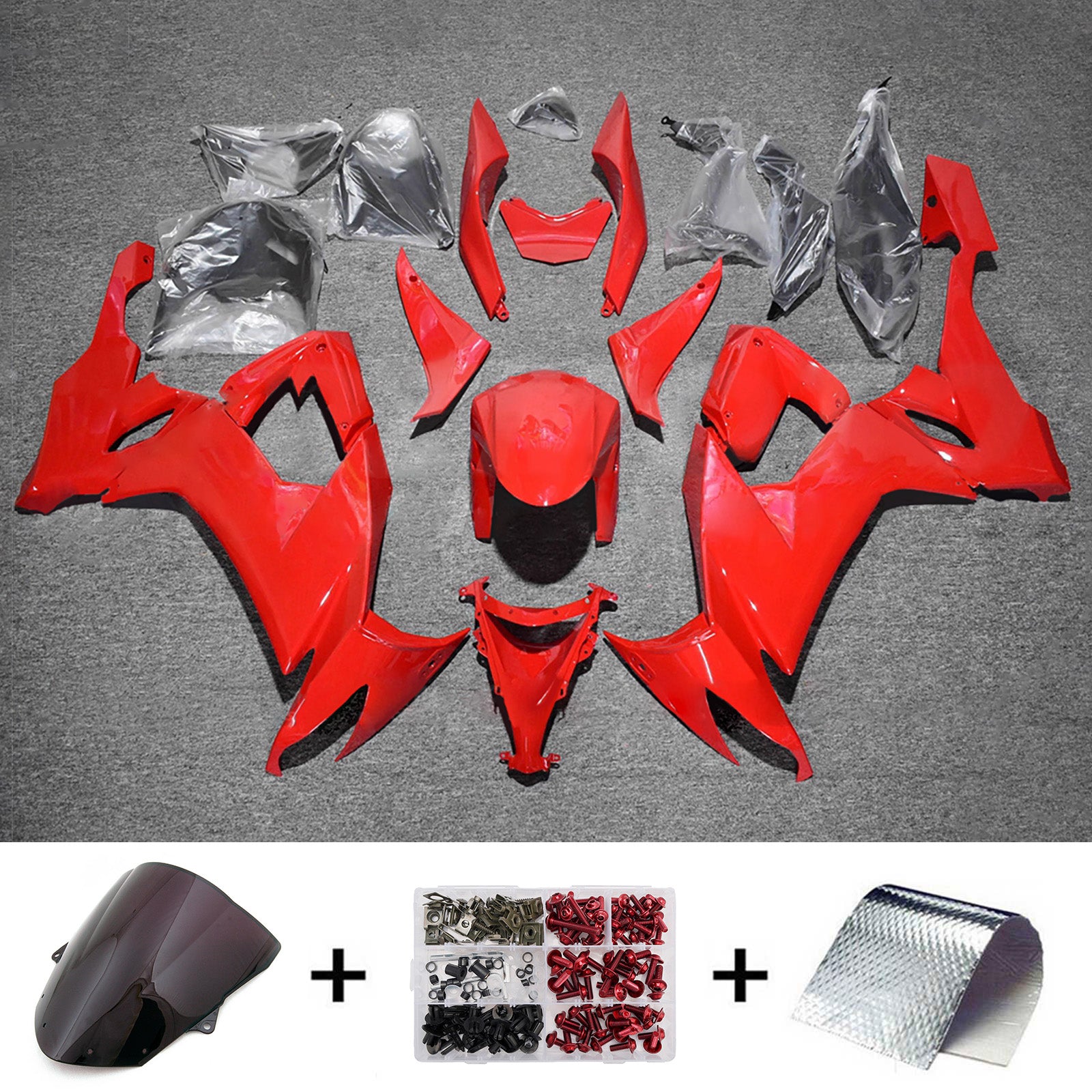 Amotopart 2008-2010 Kawasaki ZX10R Red Fairing Kit