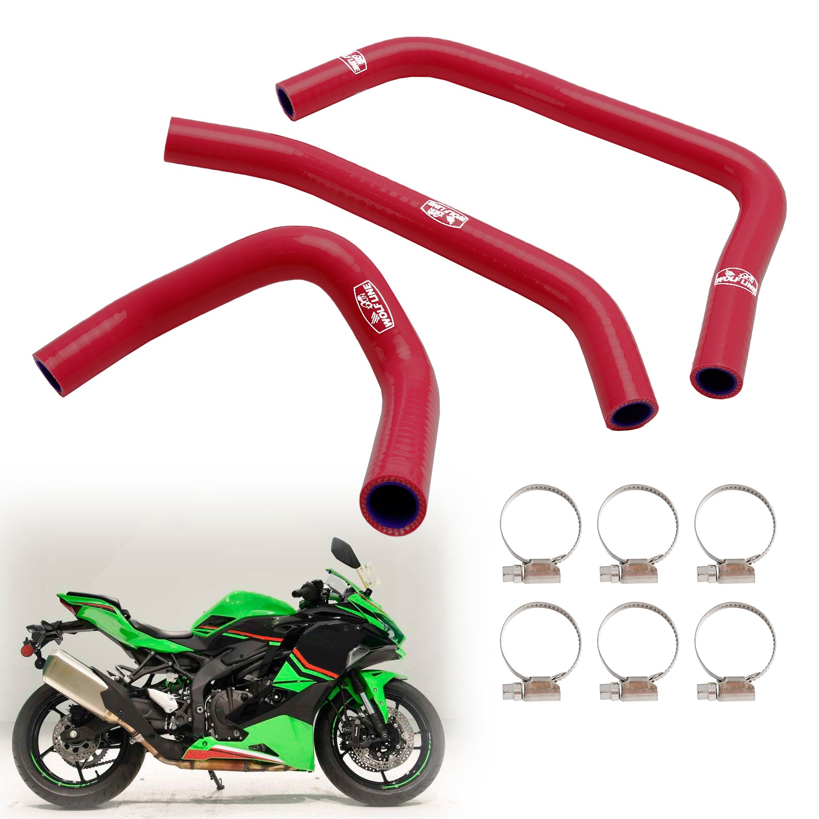 23-24 Kawasaki ZX4R ZX-4RR Silicone Radiator Coolant Hose Kit