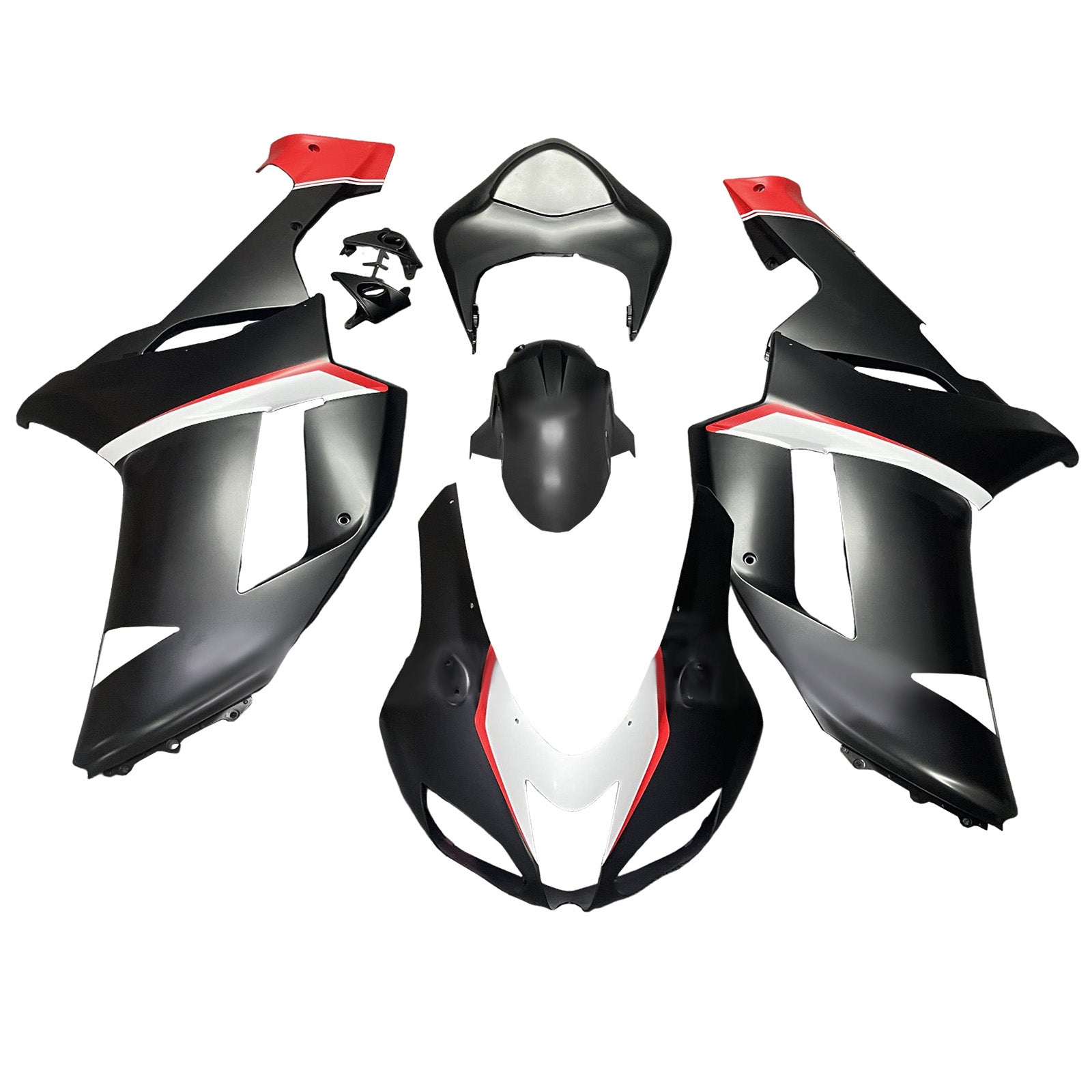 Amotopart 2007-2008 Kawasaki ZX6R 636 Mattes Black Red Fearing Kit