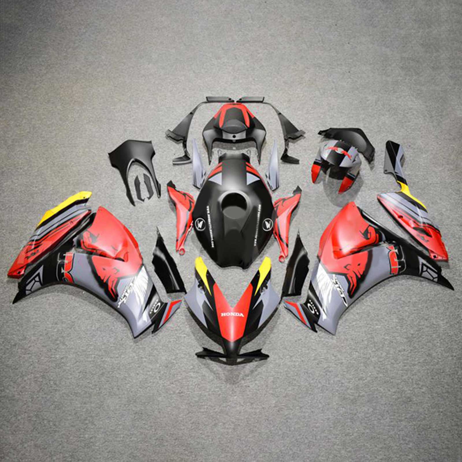 Amotopart 2012-2016 CBR1000RR Honda Kit de carenado rojo y gris