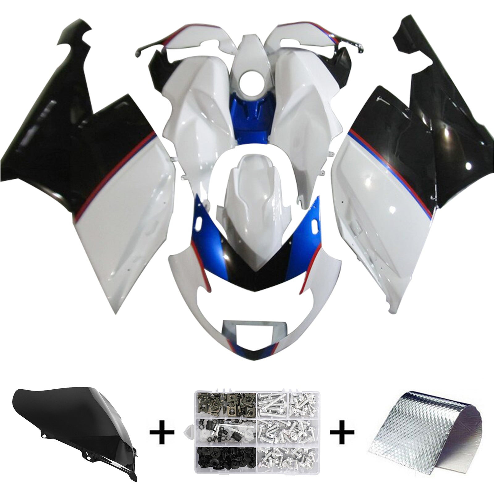 Amotopart 2005-2010 BMW K1200S Kit de carénage noir et blanc