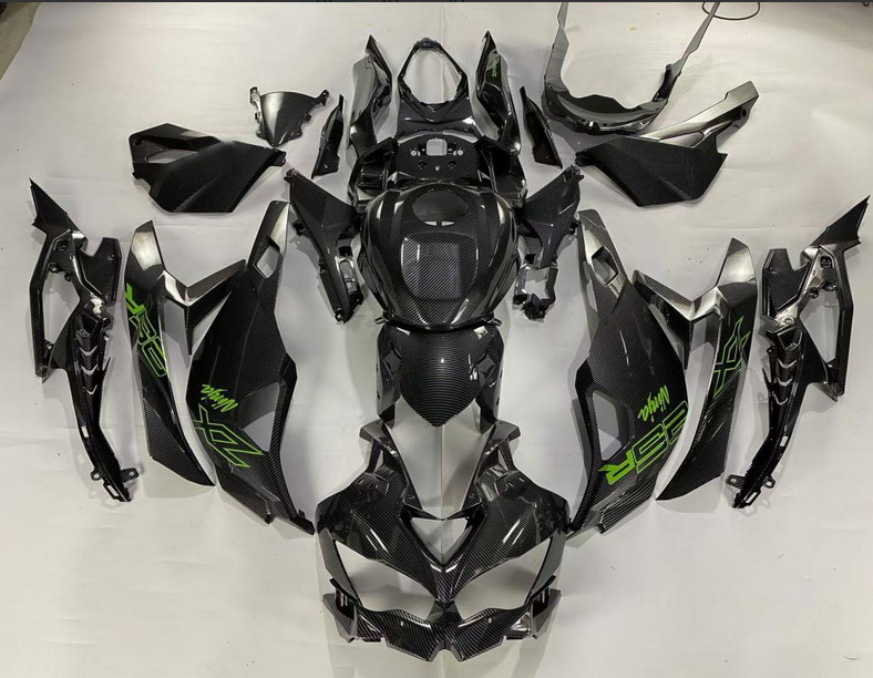 Amotopart 2019-2026 Ninja ZX-25R ZX-4R ZX-4RR Kawasaki Kit de carénage vert en fibre de carbone