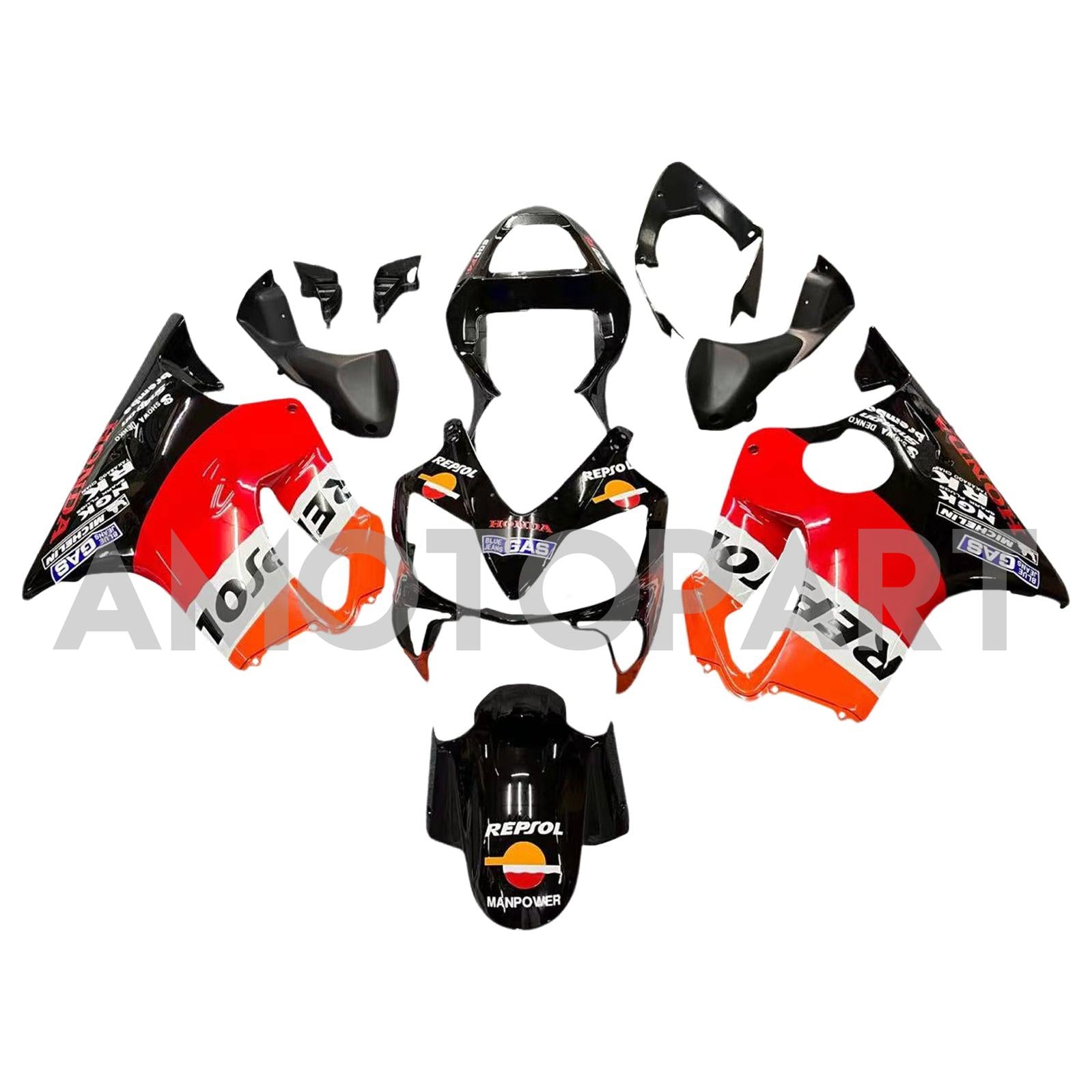 Amotopart 2001-2003 Honda CBR600 F4I Red & Orange Repjol Reading Kit