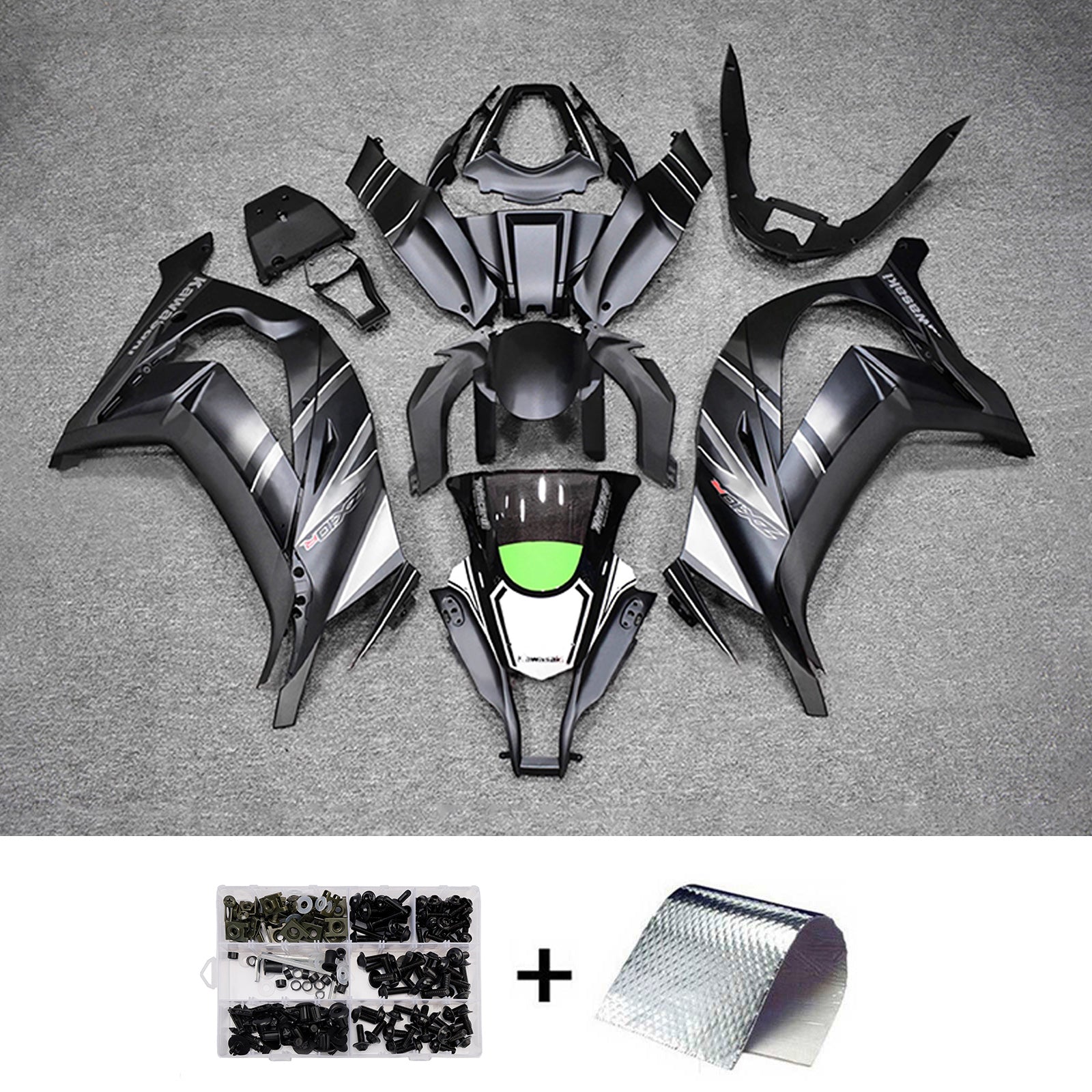 Amotopart 2011-2015 Kawasaki ZX10R Black White Fairing Kit