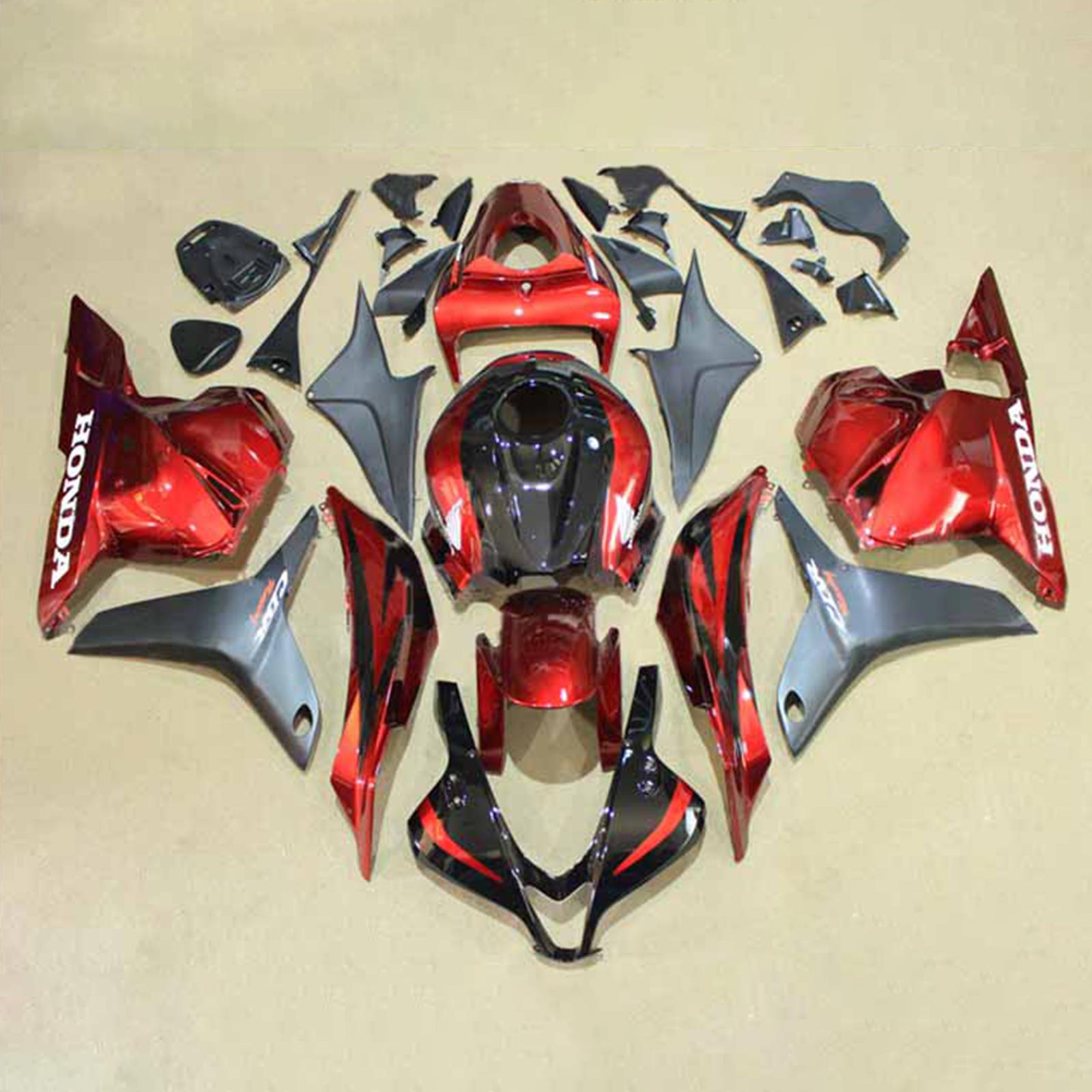 Amotopart 2009-2012 Honda CBR600RR Kit de carenado rojo negro