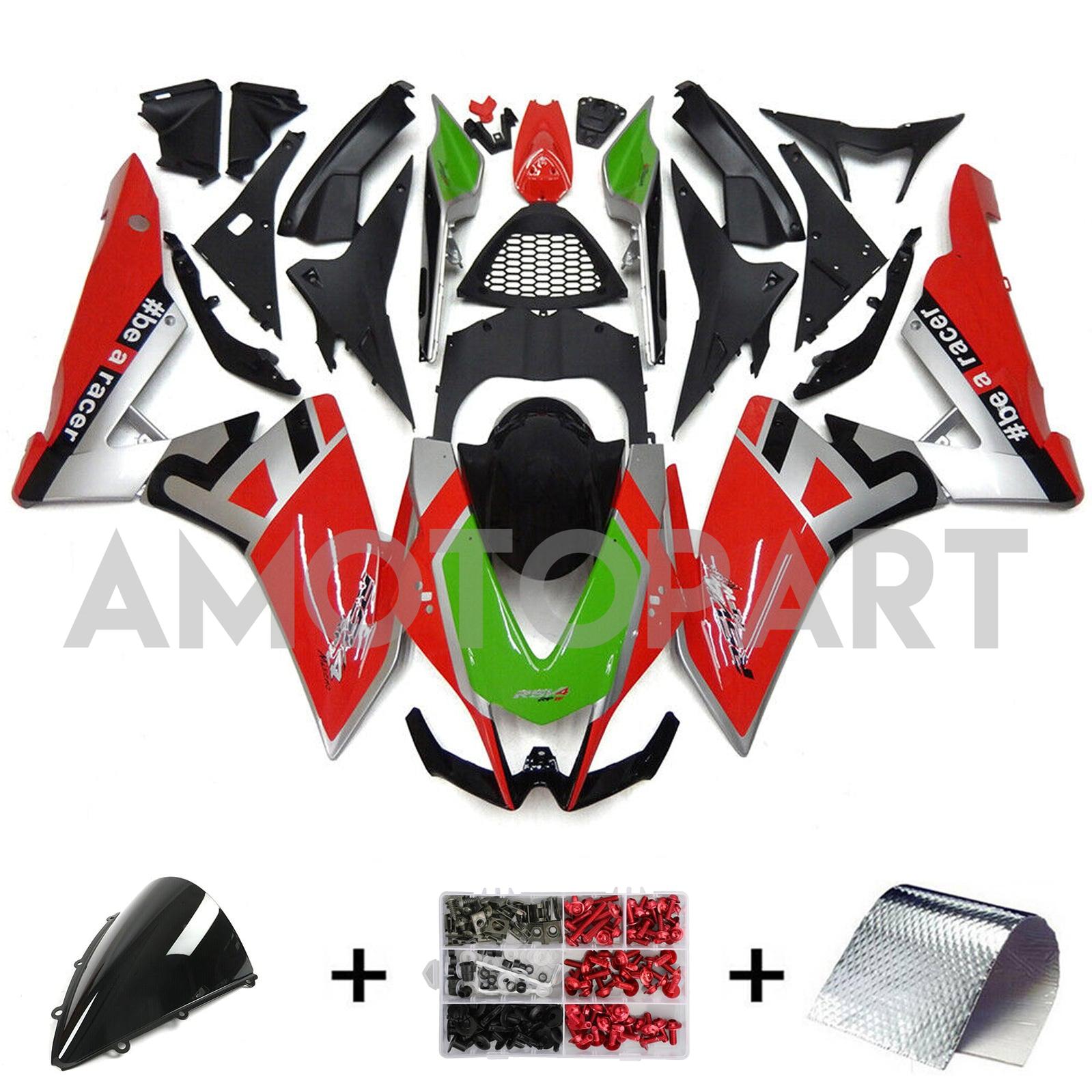Amotopart 2009-2015 RSV4 1000 Aprilia Red&Green Style2 Fairing Kit