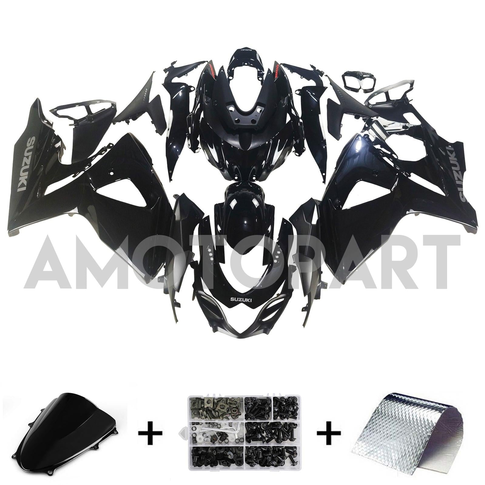 Amotopart 2009-2016 Suzuki GSXR1000 Gloss Black Fairing Kit