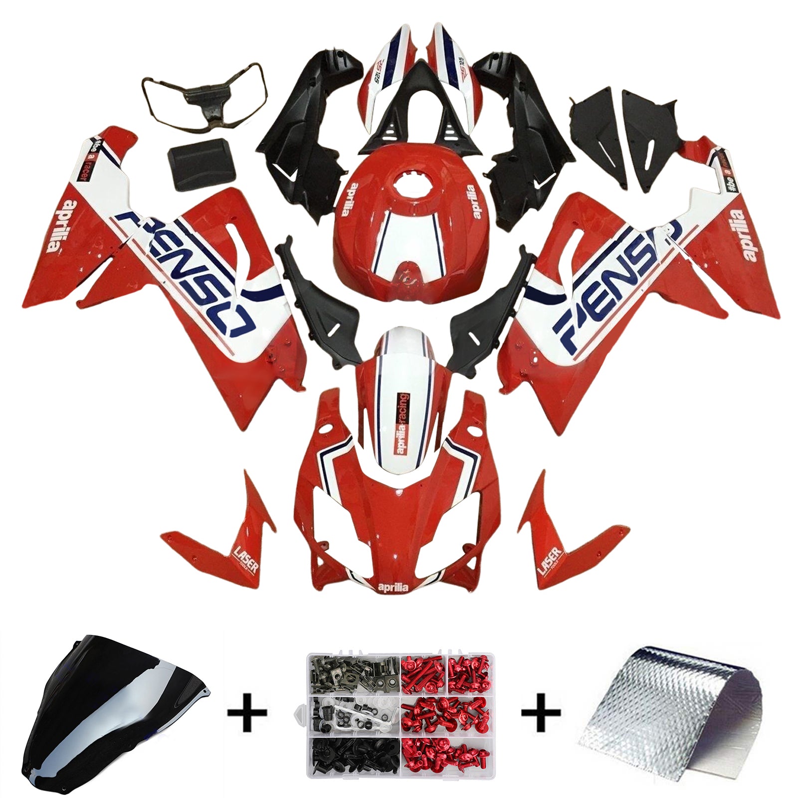 Amotopart 2006-2011 RS125 Aprilia Red&White Style1 Fairing Kit