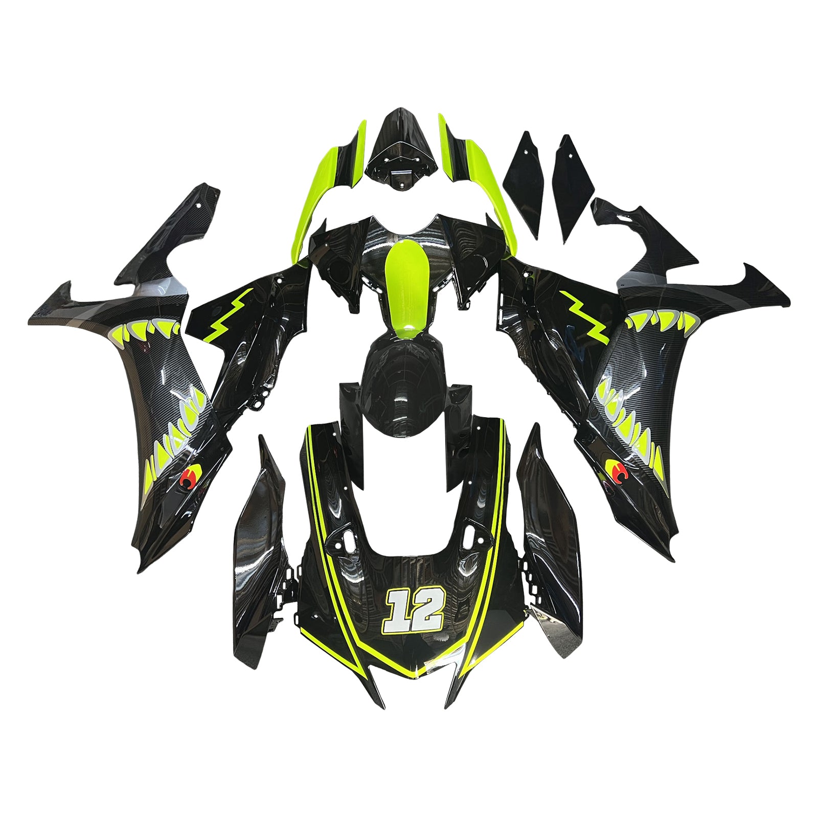 Amotopart 2020-2025 Yamaha YZF-R1 Carbon Fiber Yellow Fairing Kit