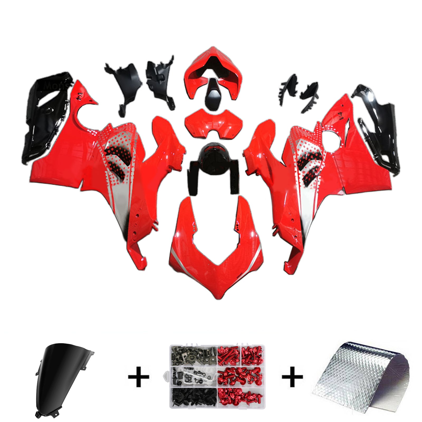 Amotopart Ducati Panigale 20-21 V4/V4S & 21-22 V4SP & 19-22 V4R Rouge Style1 Kit de carénage