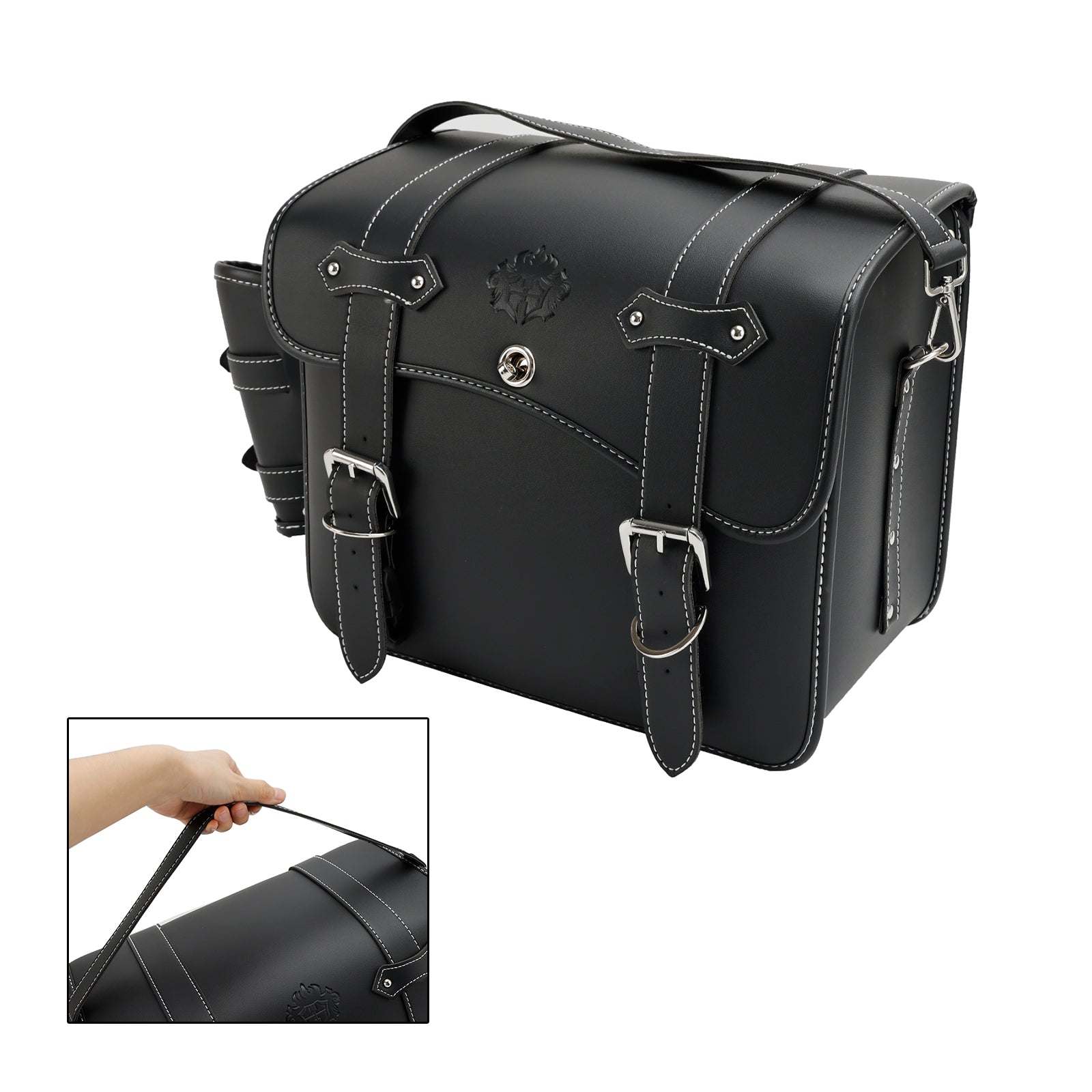 Saddlebag Side Storage Tool Bag Universal Quick Release Pu L-Size For Motorcycle